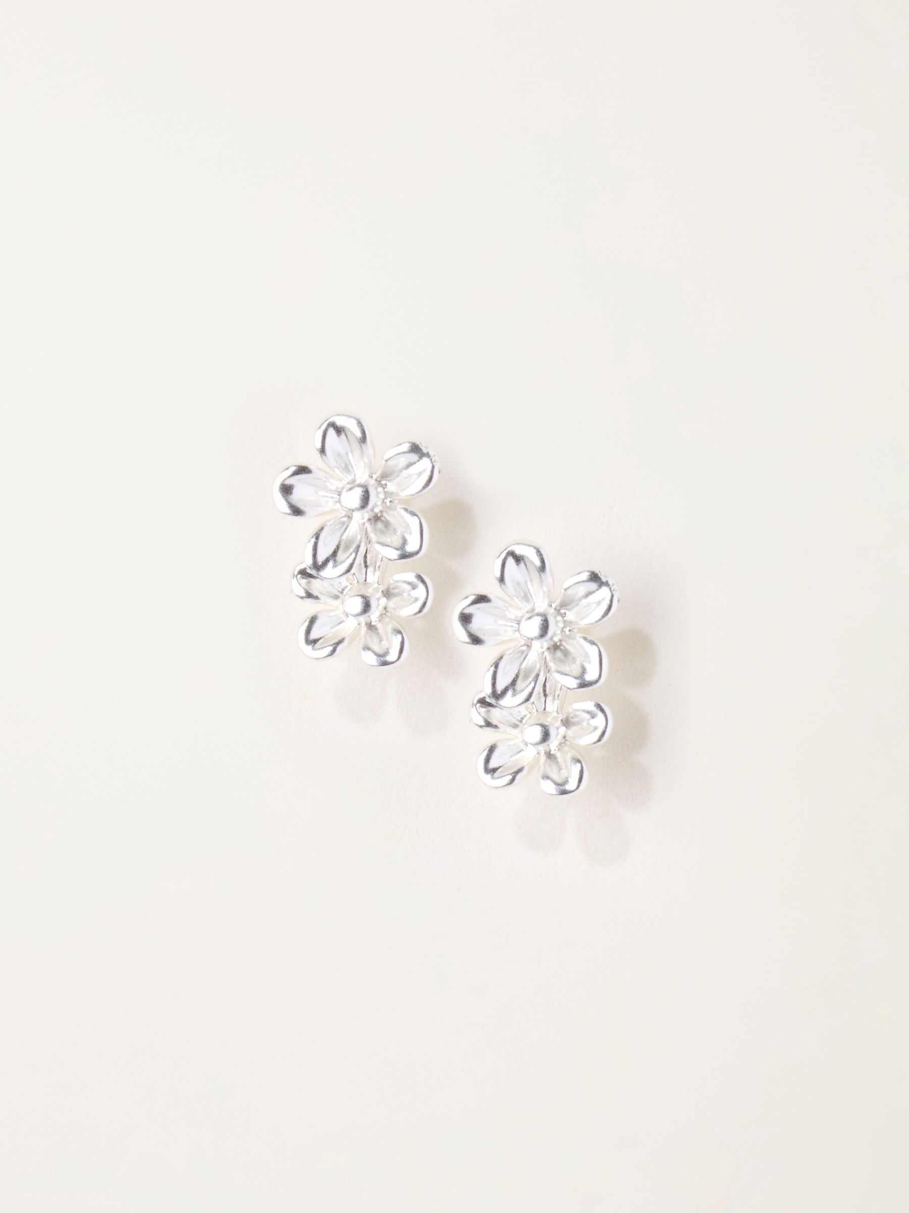 Silver Tone Double Flower Studs - Image 1 of 2
