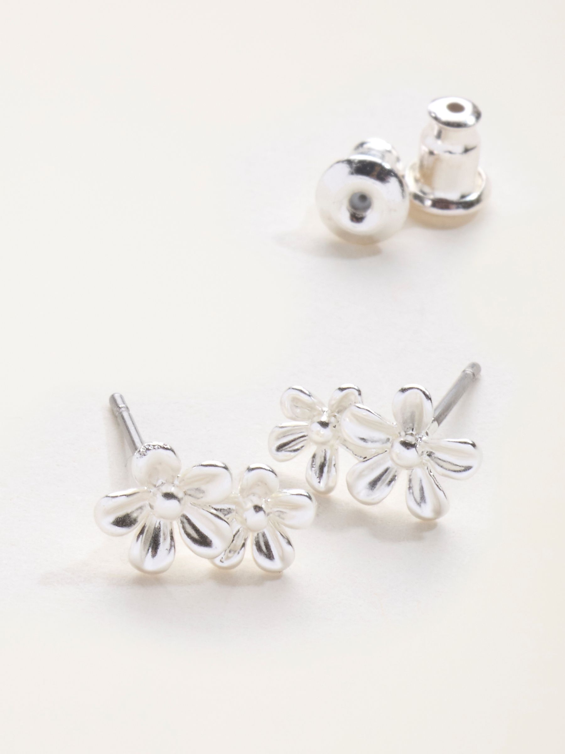 Silver Tone Double Flower Studs - Image 2 of 2