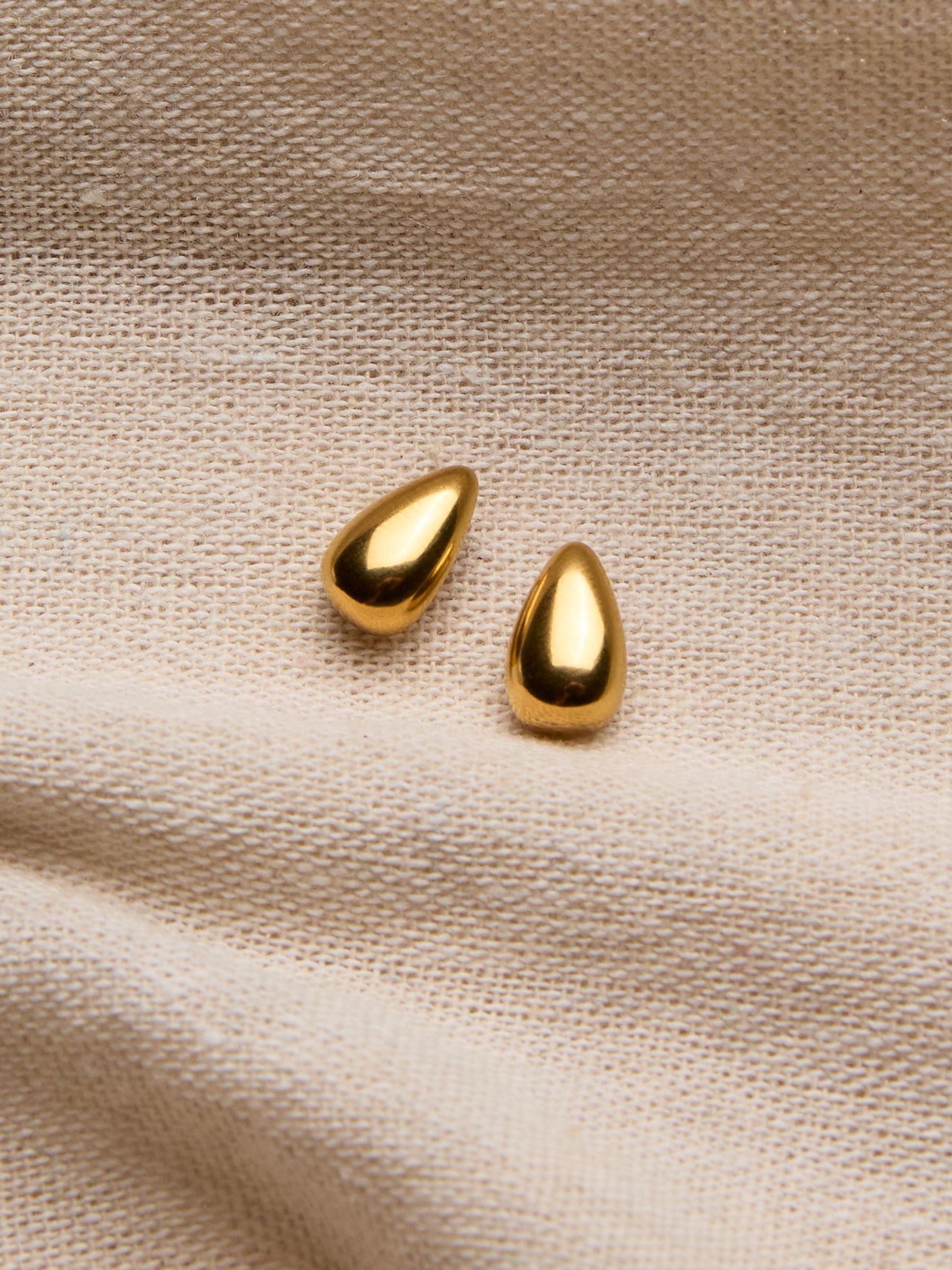 Gold Tone Waterproof Tear Drop Studs - Image 2 of 2