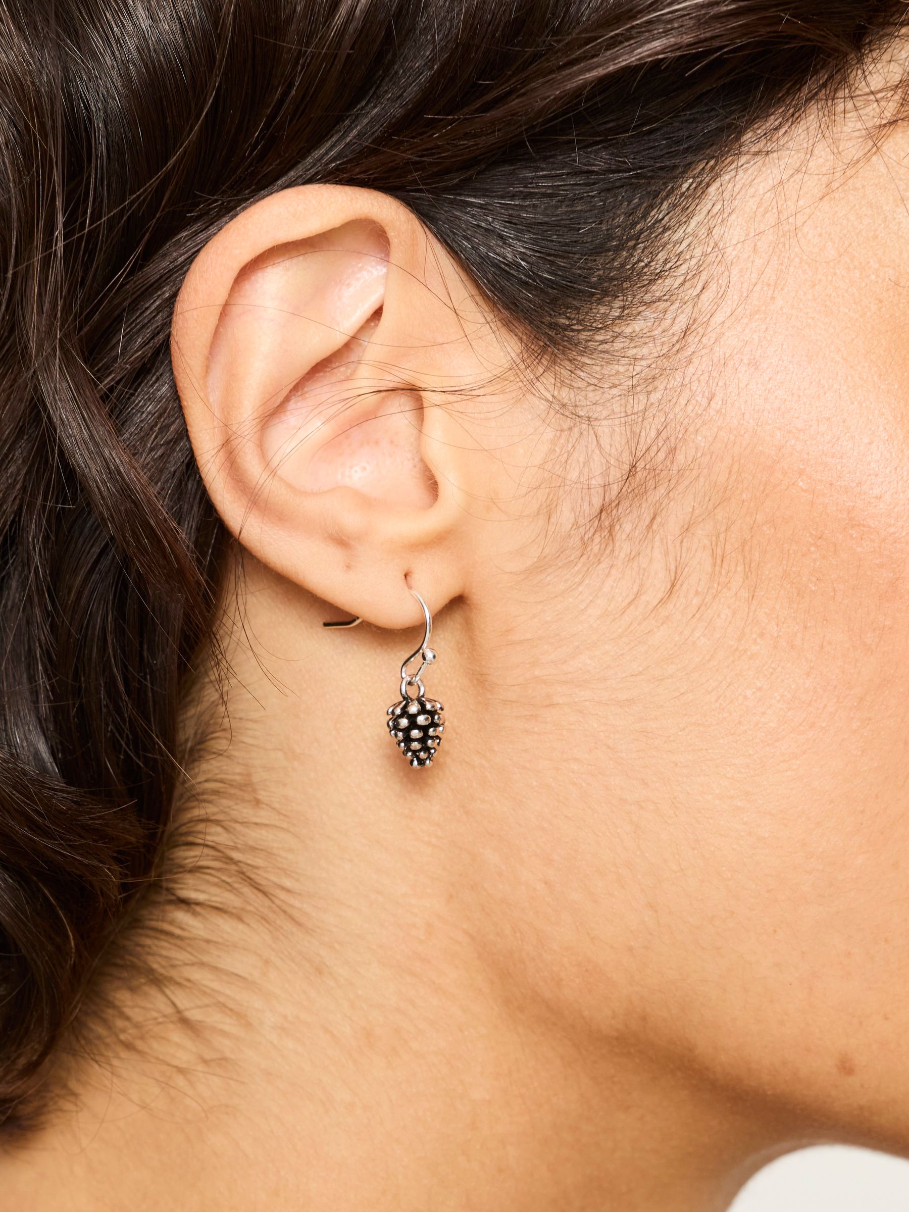 Pinecone Earrings in Silver Tone - Image 3 of 3