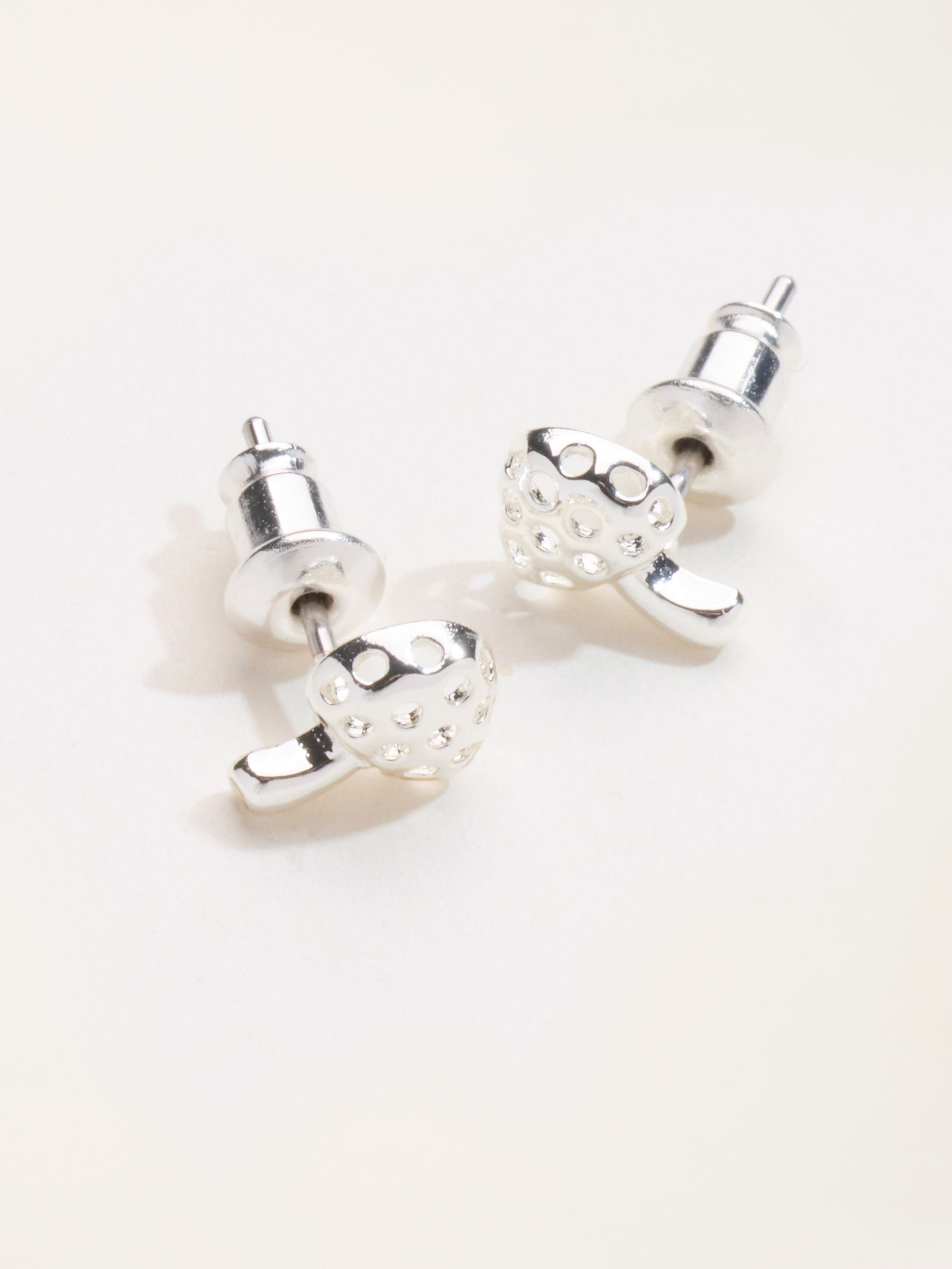 Toadstool Stud Earrings in Silver Tone - Image 3 of 3 Toadstool Stud Earrings in Silver Tone - Image 3 of 3