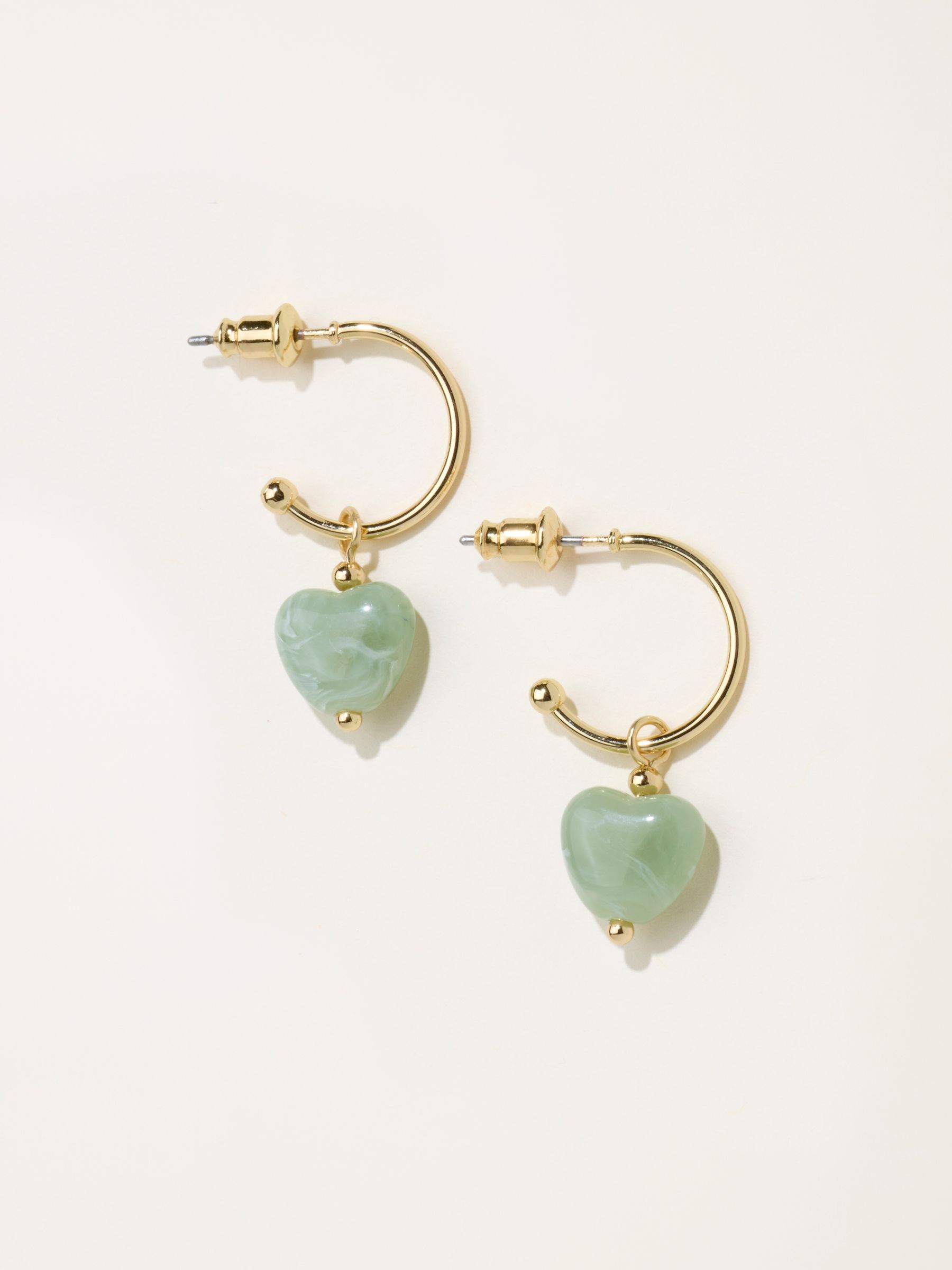 Heart Drop Earrings in Green - Image 1 of 2