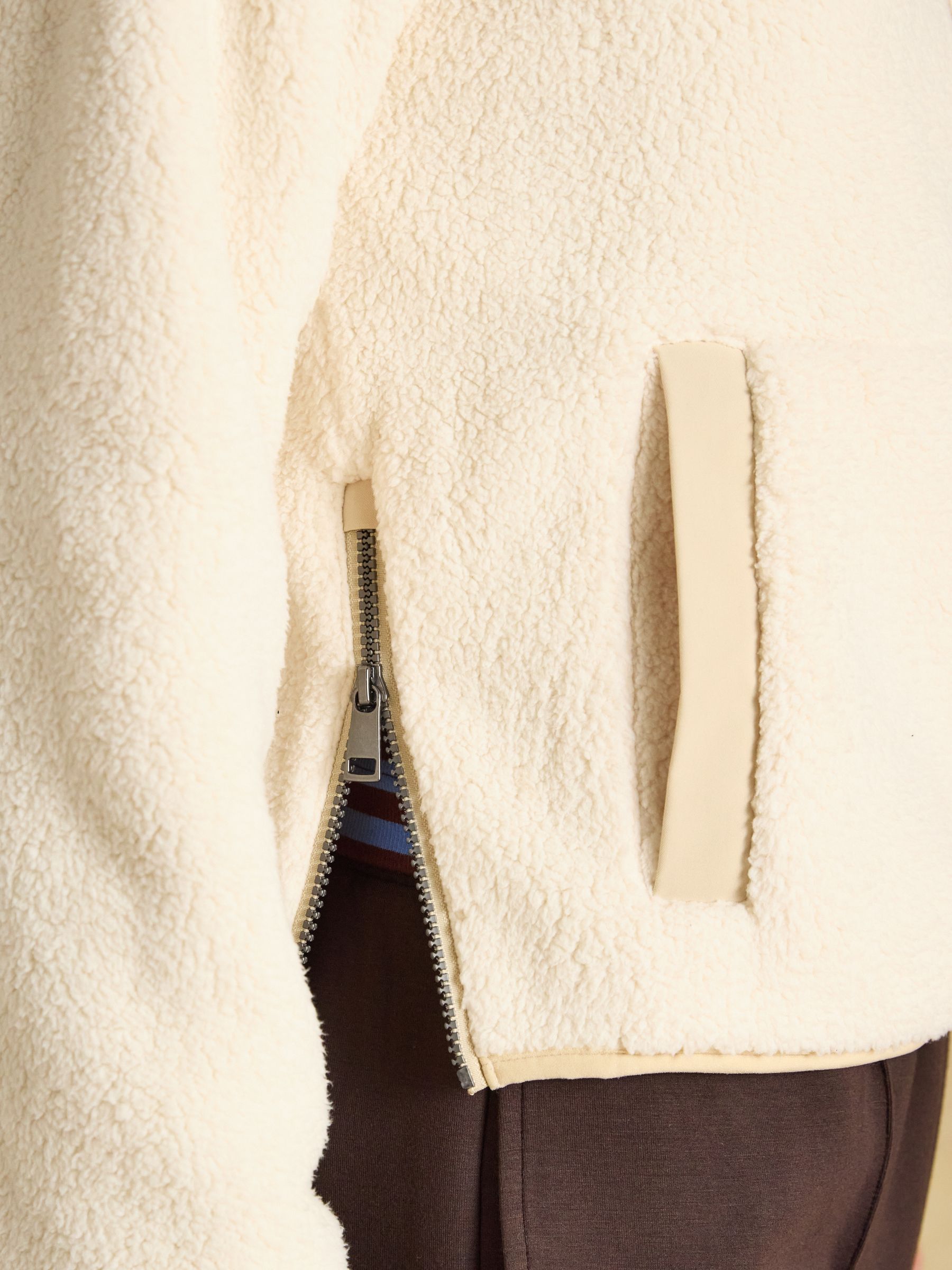 Cream Cropped Quarter Zip Fleece - Image 6 of 8