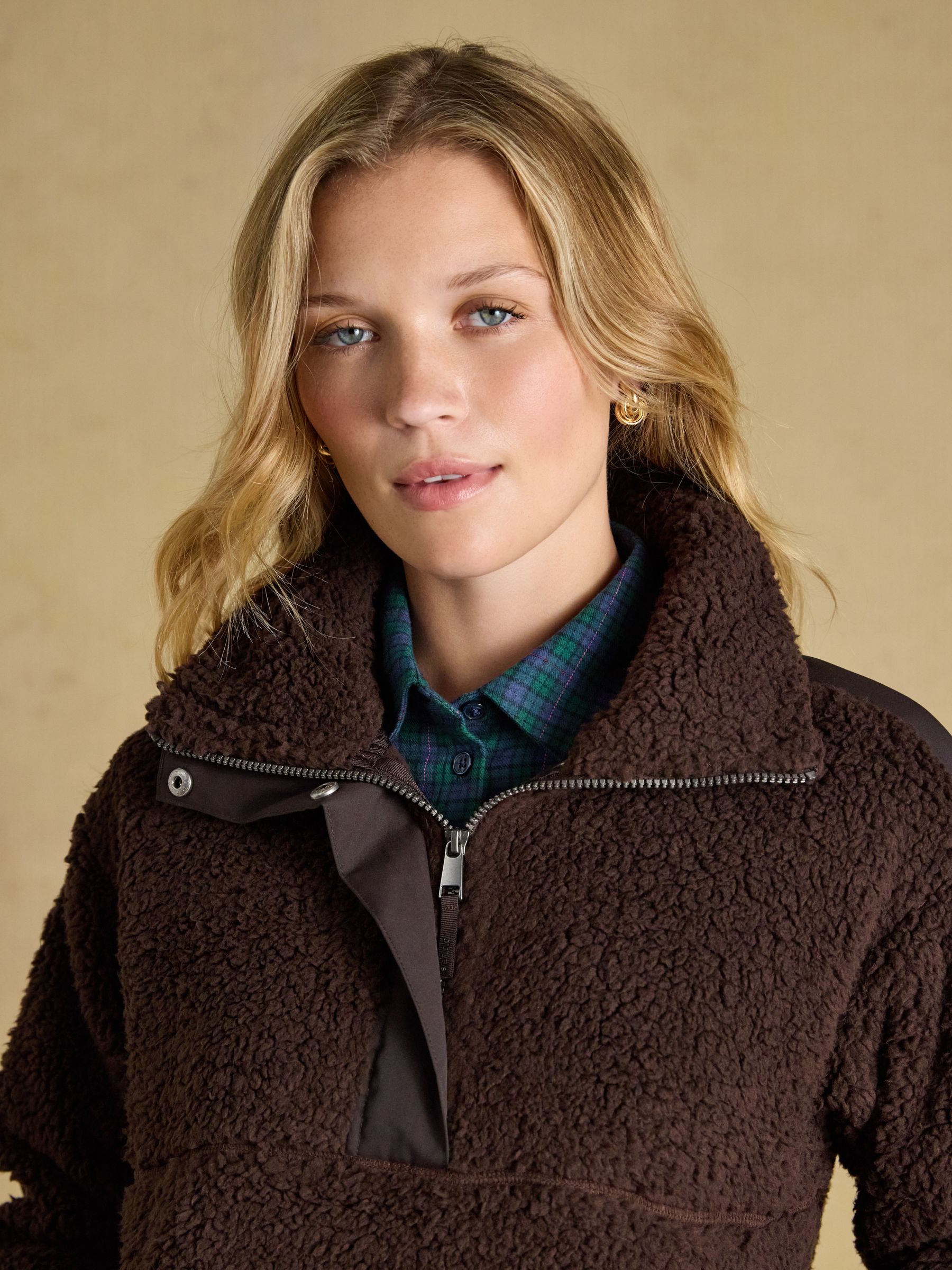 Tilly Chocolate Brown Quarter Zip Fleece - Image 3 of 8