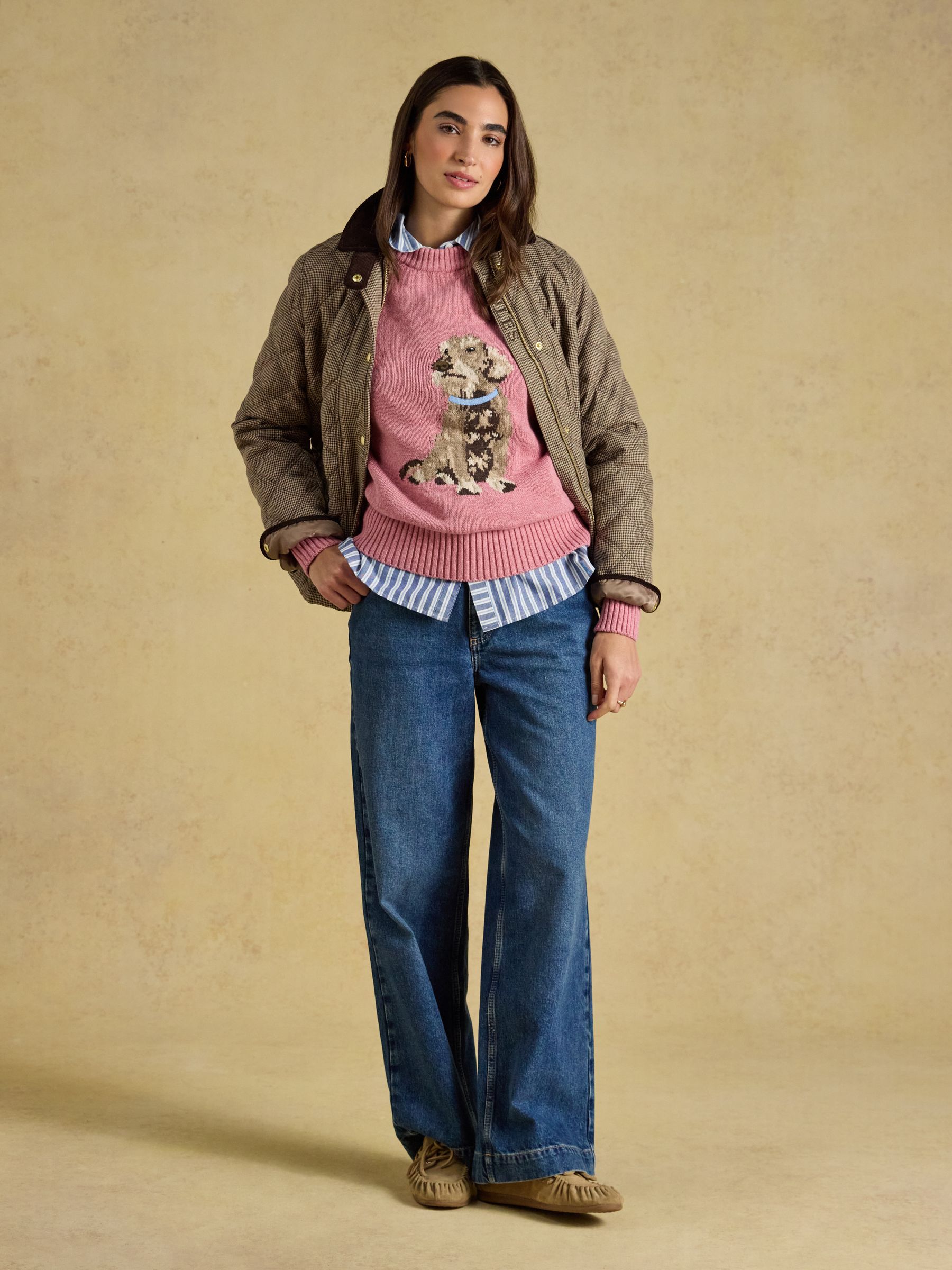 Dashchund Dog Pink Cotton Blend Crew Neck Knitted Jumper - Image 3 of 7