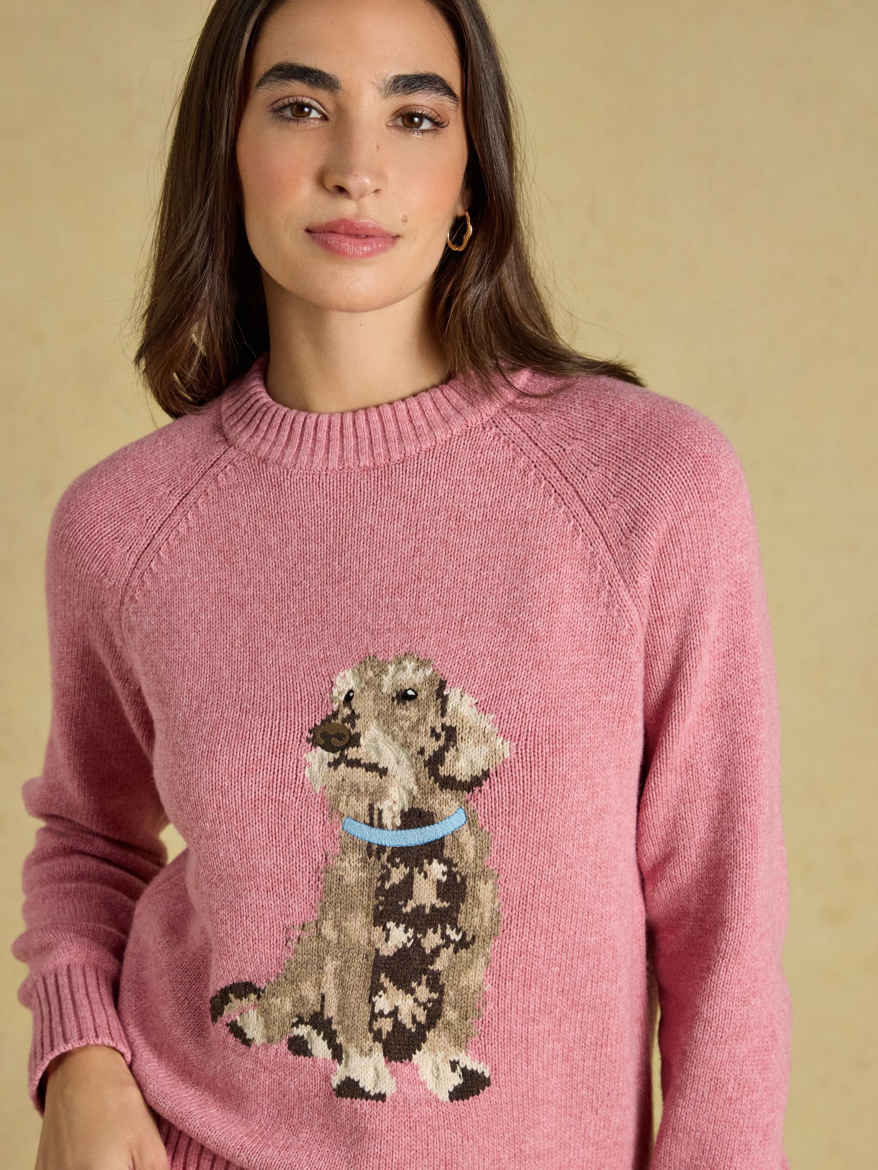 Dashchund Dog Pink Cotton Blend Crew Neck Knitted Jumper - Image 4 of 7