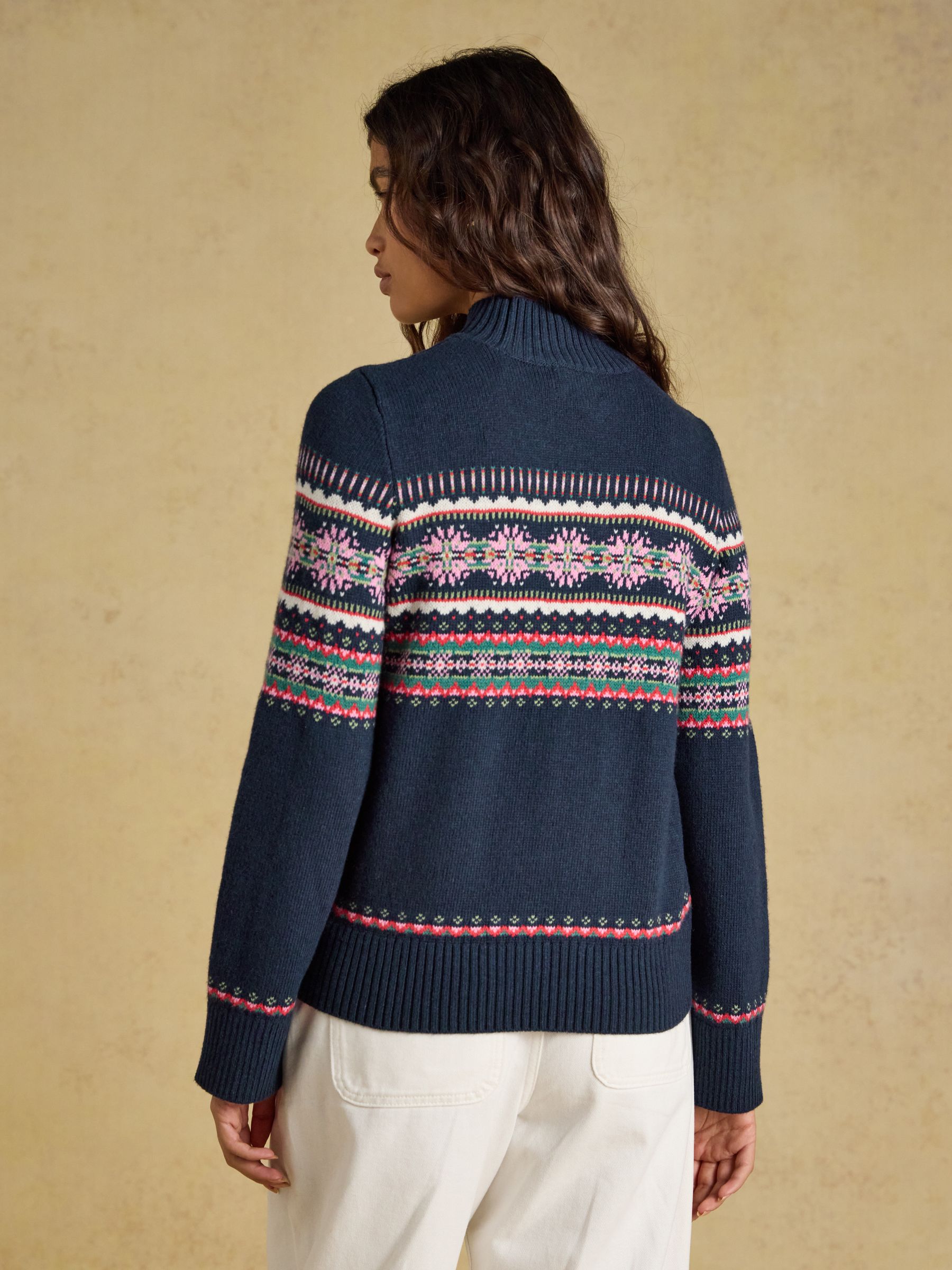 Fair Isle Navy Cotton Blend Knitted Jumper - Image 2 of 7