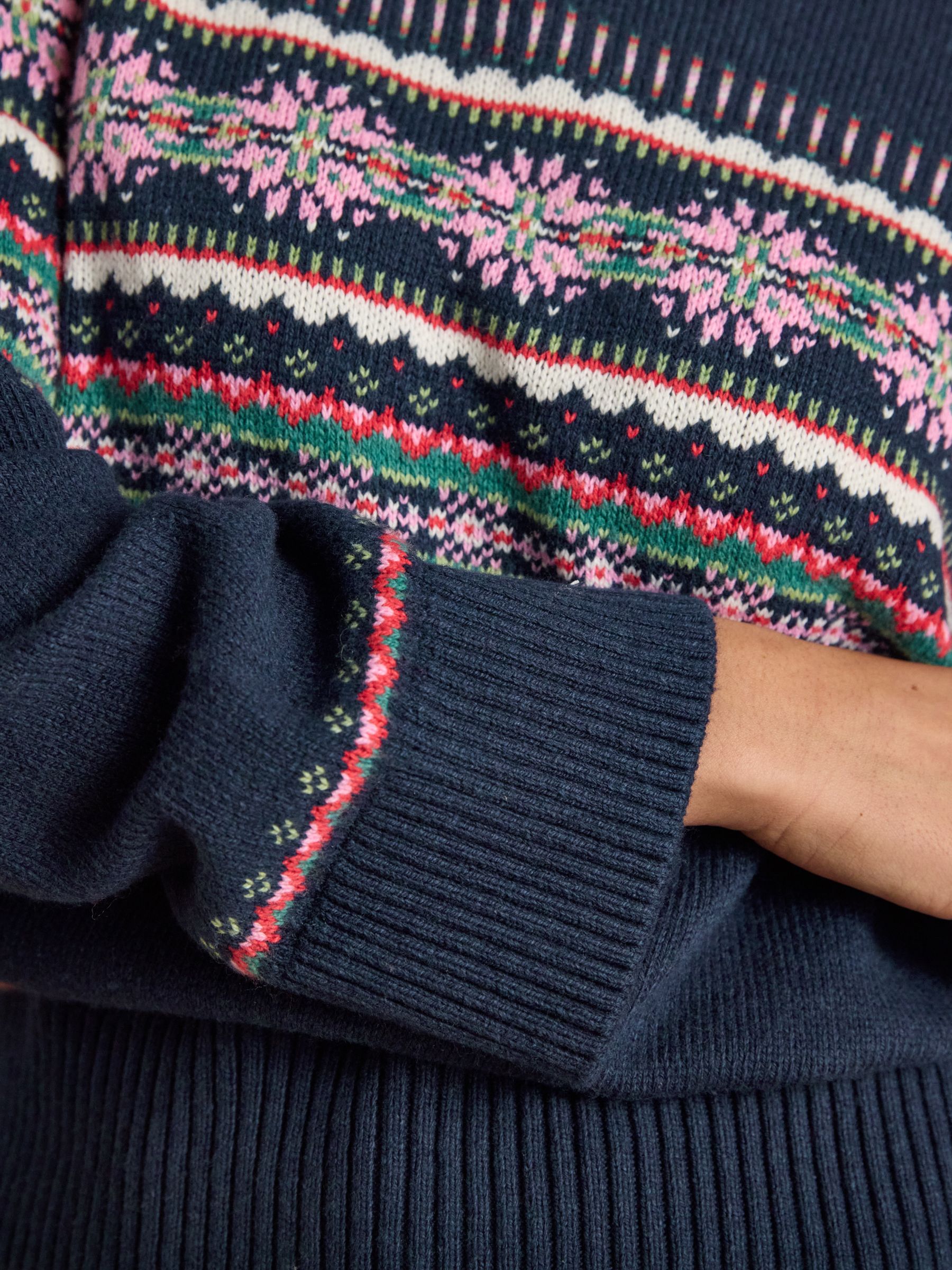 Fair Isle Navy Cotton Blend Knitted Jumper - Image 6 of 7