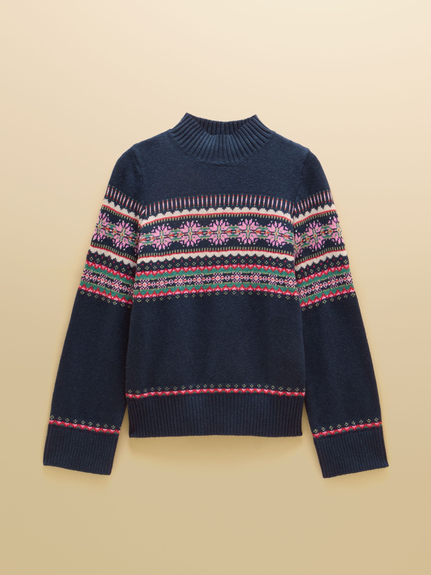 Fair Isle Navy Cotton Blend Knitted Jumper - Image 7 of 7