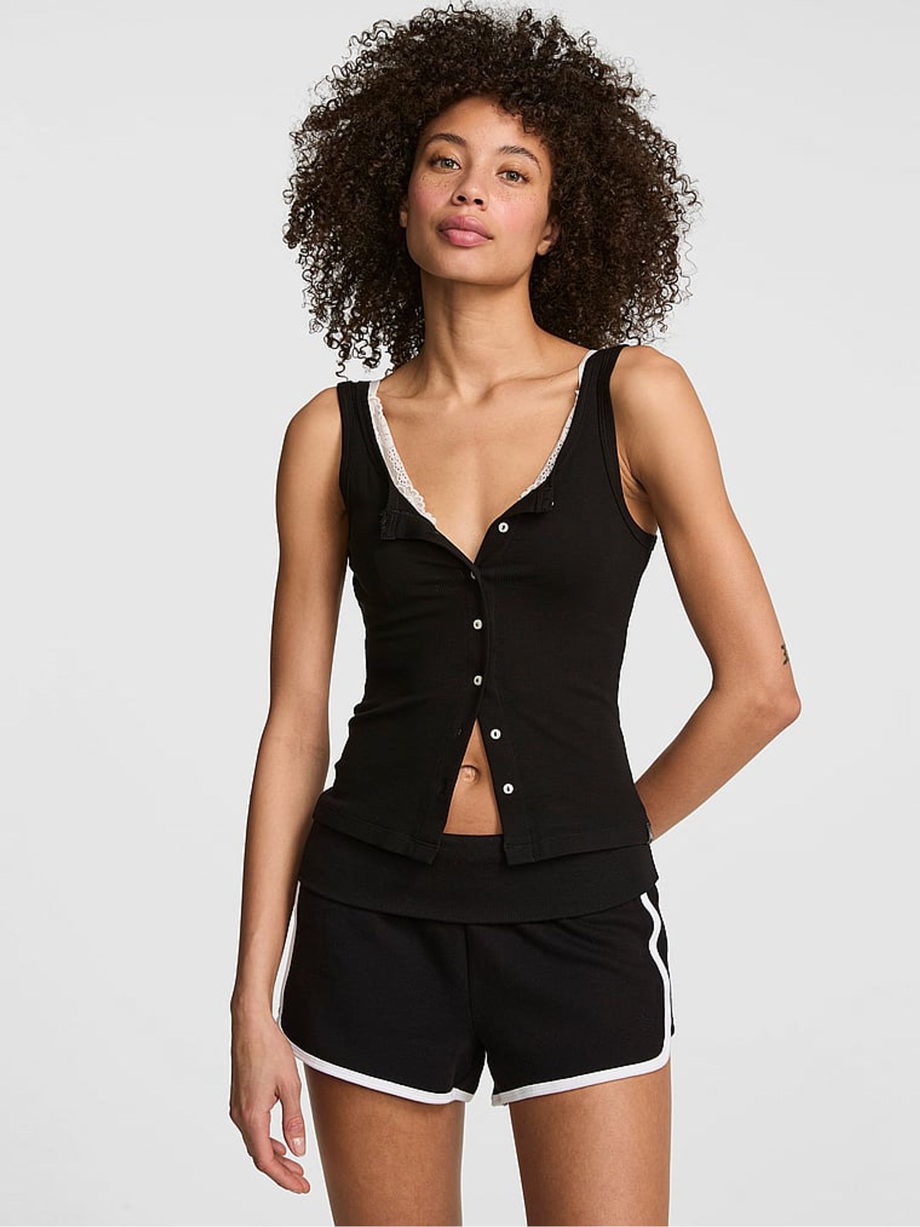 Black Button Up Tank Top - Image 1 of 2