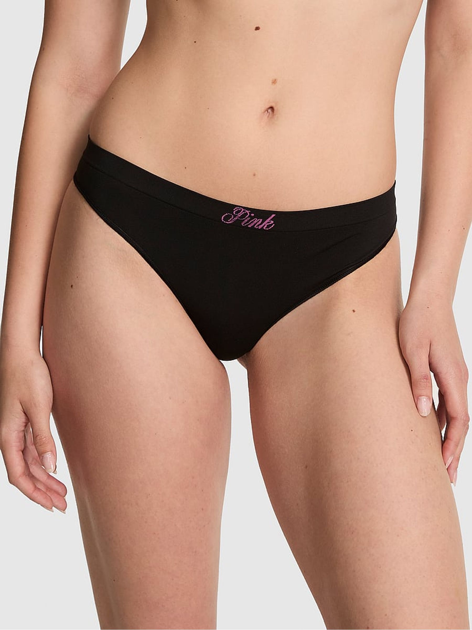 Black Thong Seamless Knickers - Image 1 of 3 Black Thong Seamless Knickers - Image 1 of 3