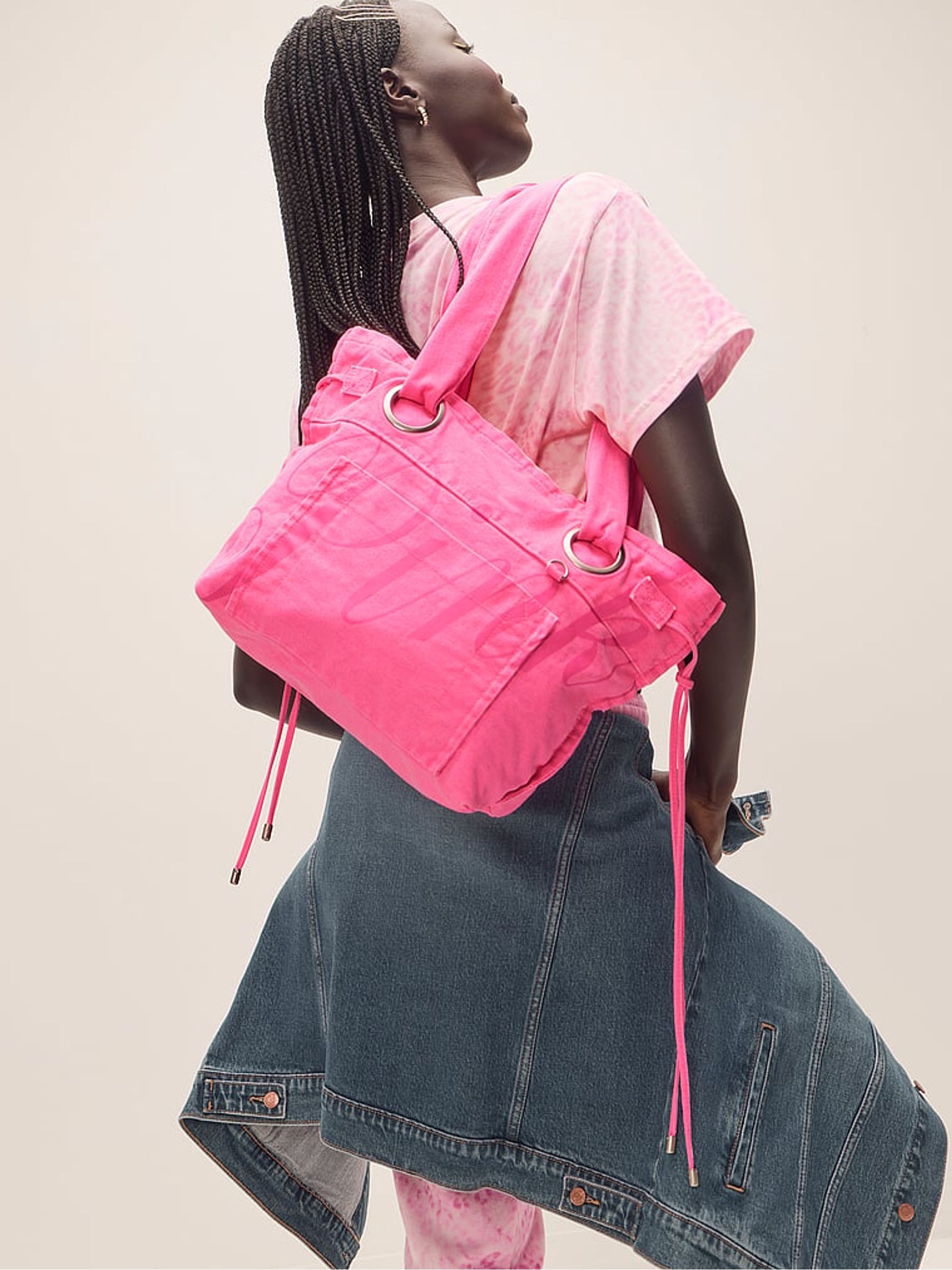 Fall For Me Pink Large Tote Bag - Image 1 of 4 Fall For Me Pink Large Tote Bag - Image 1 of 4