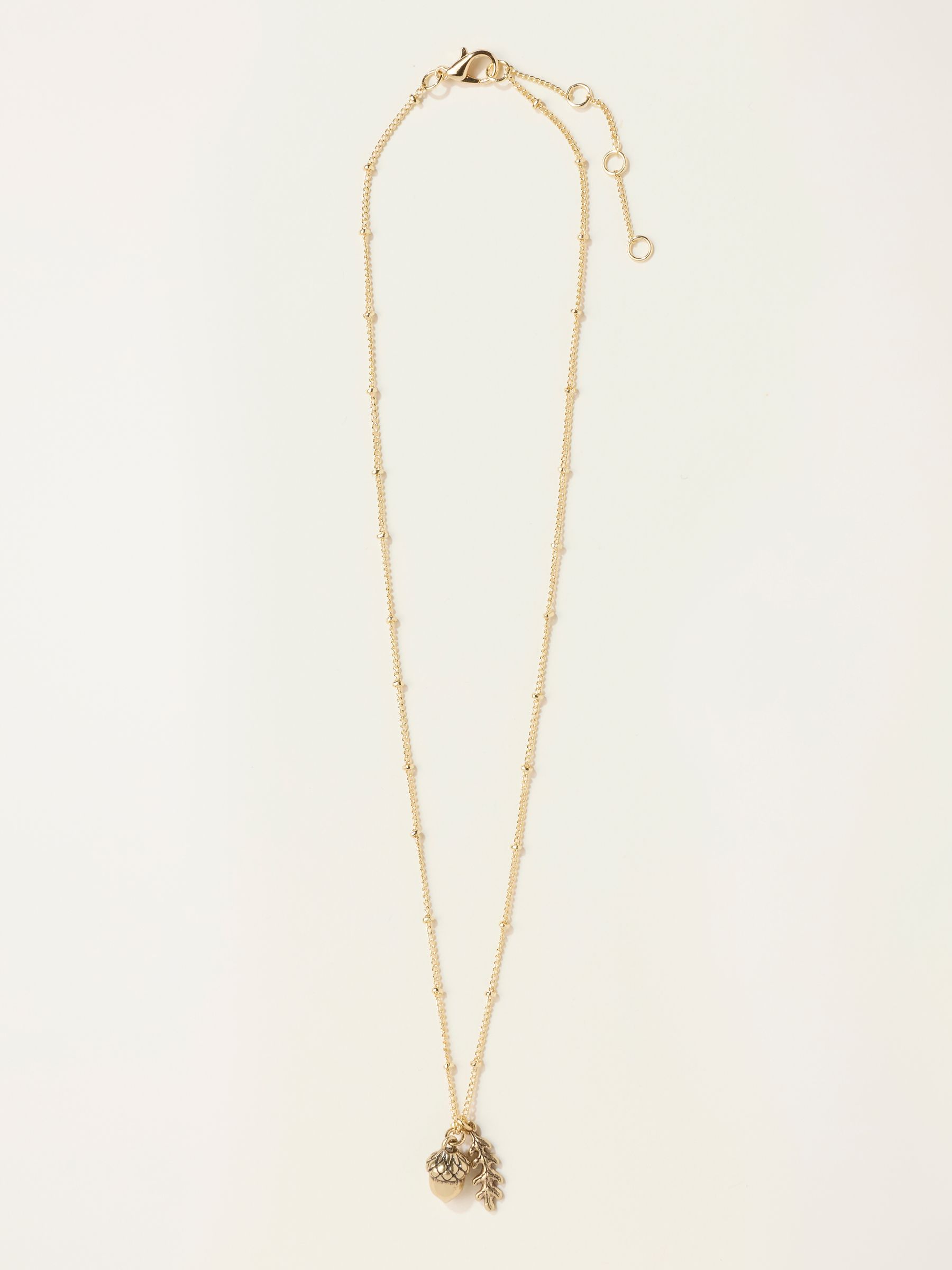 Gold Tone Acorn Leaf Necklace - Image 1 of 2 Gold Tone Acorn Leaf Necklace - Image 1 of 2