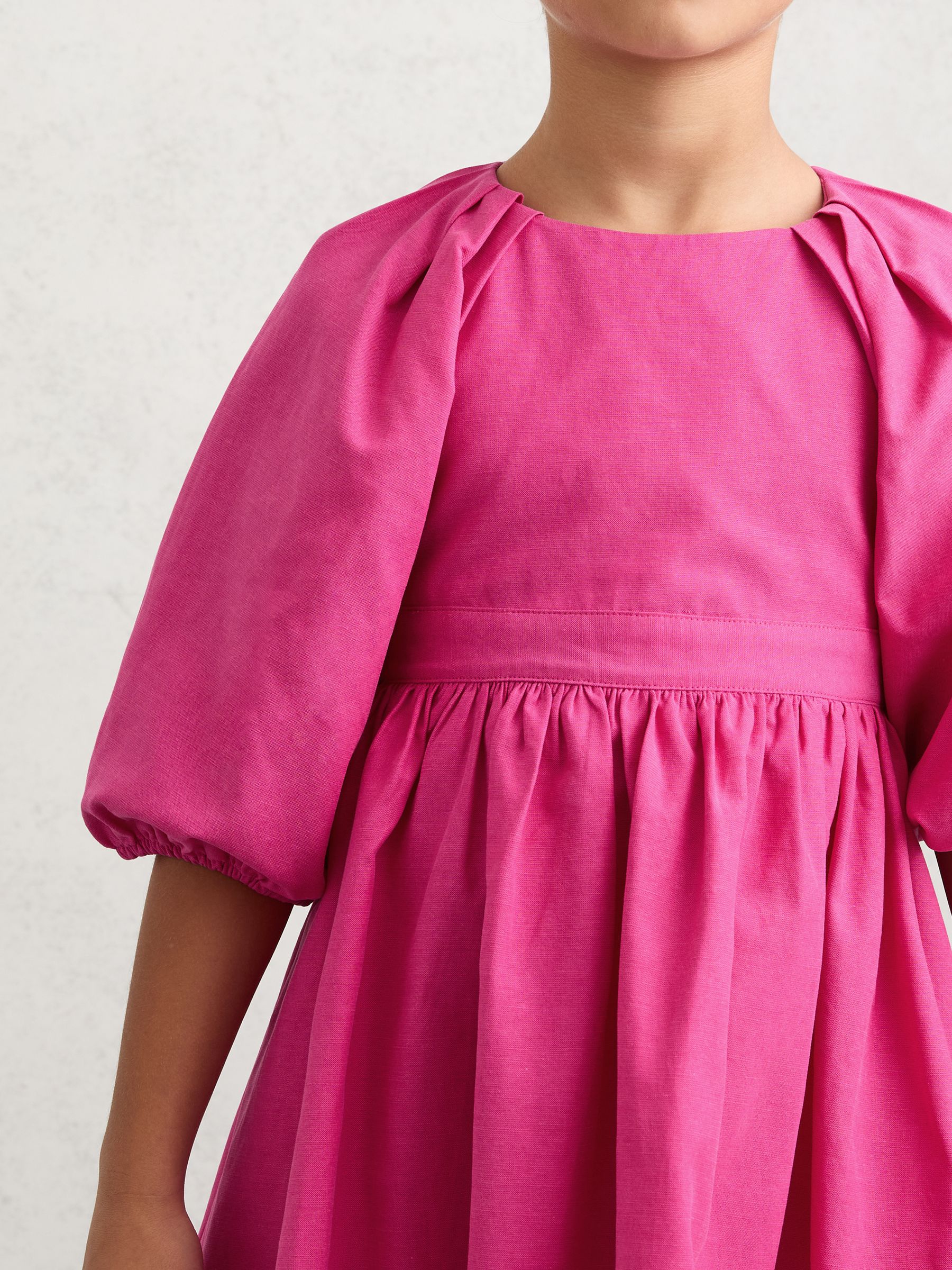 Puff-Sleeve Cut-Out Back Dress in Pink - Image 4 of 5