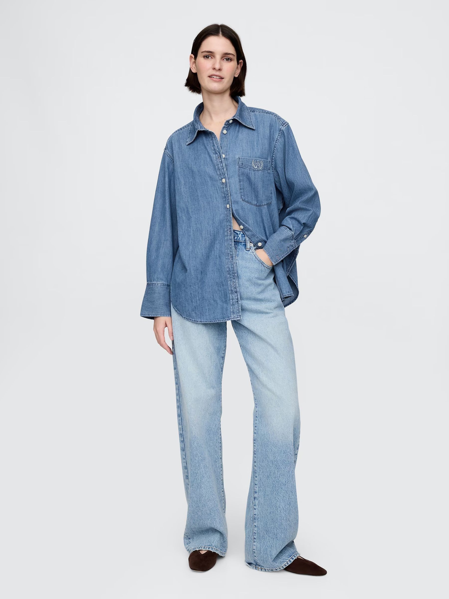 Blue Chambray Denim Big Shirt - Image 3 of 5