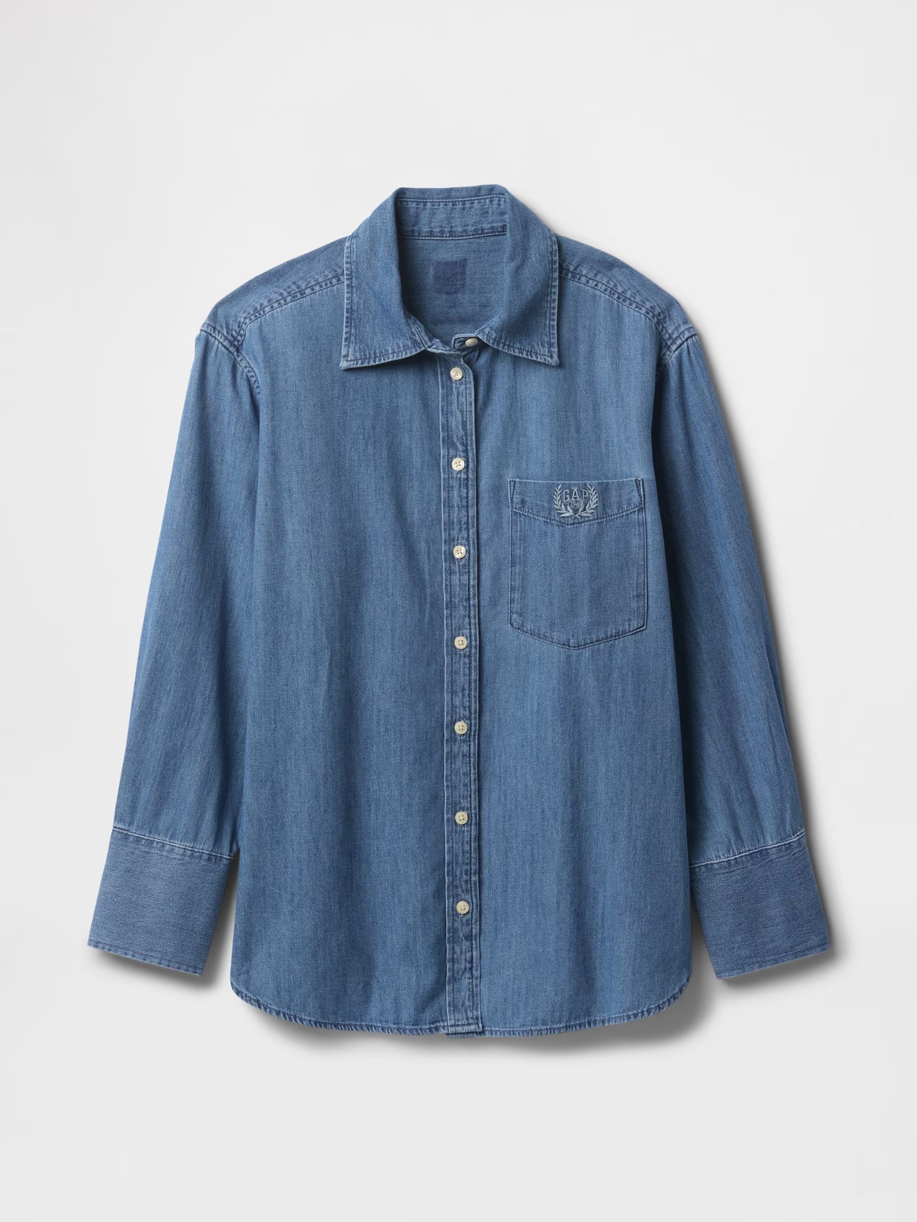 Blue Chambray Denim Big Shirt - Image 5 of 5 Blue Chambray Denim Big Shirt - Image 5 of 5