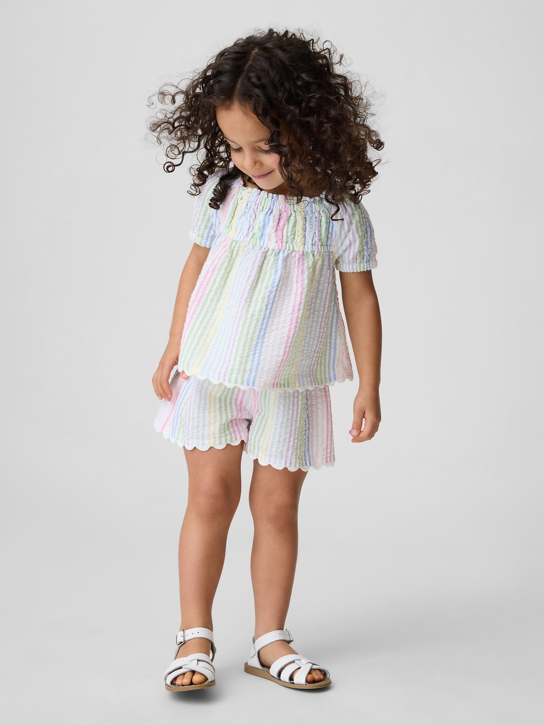 Multi Seersucker Stripe Outfit Set - Image 1 of 4