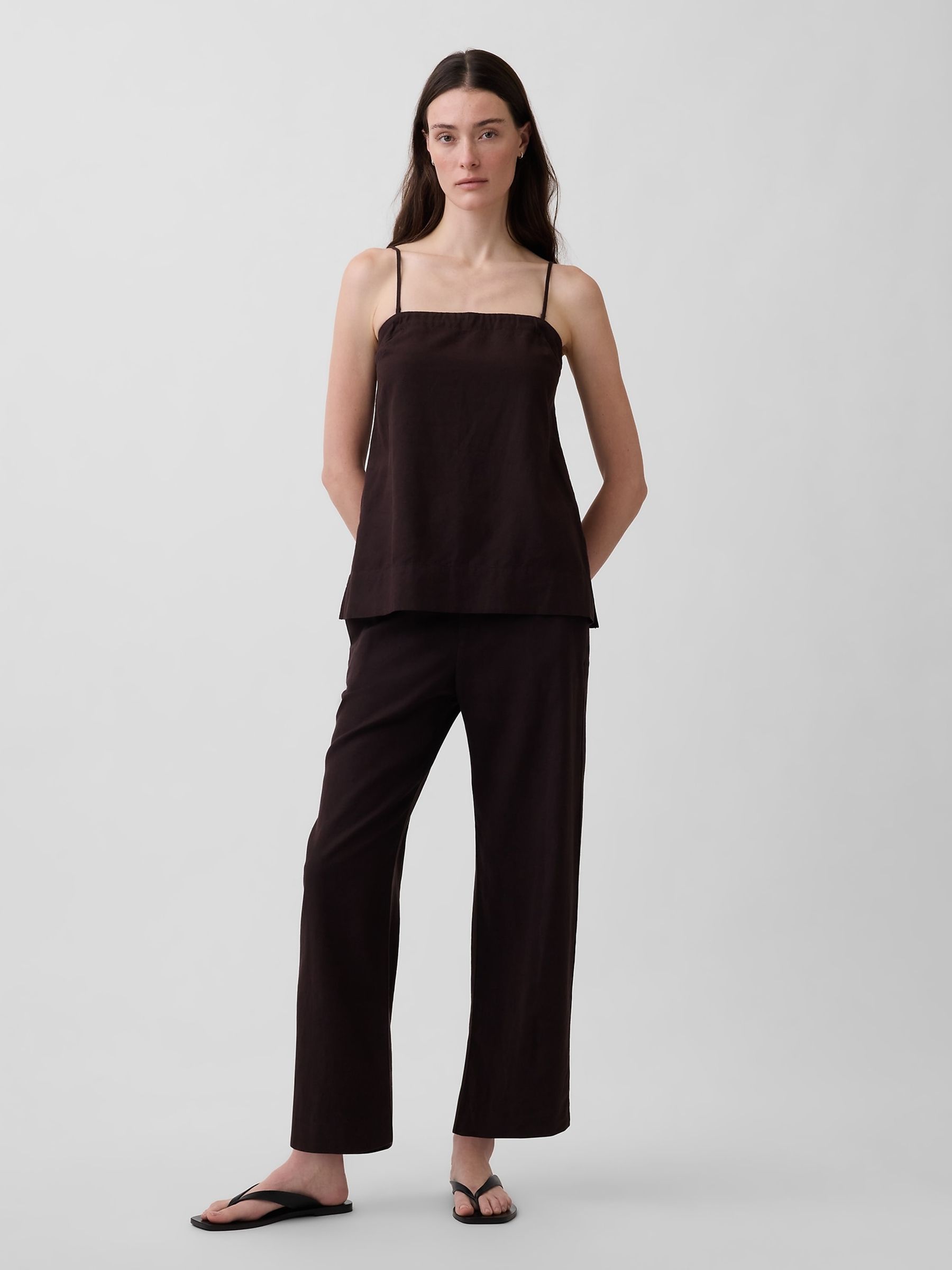 Brown Linen-Blend Cami - Image 3 of 4