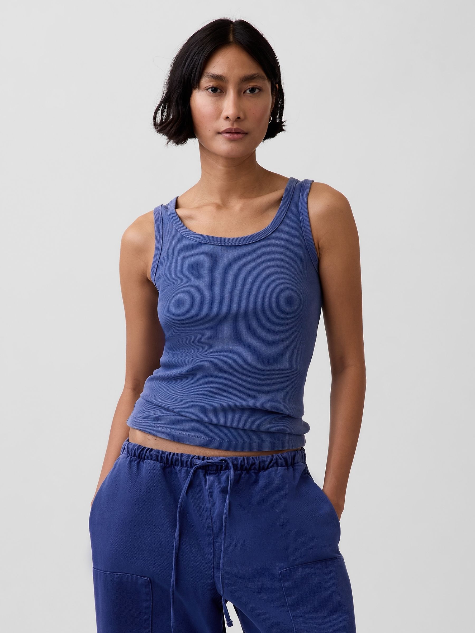 Blue Rib Scoop Vest - Image 1 of 4