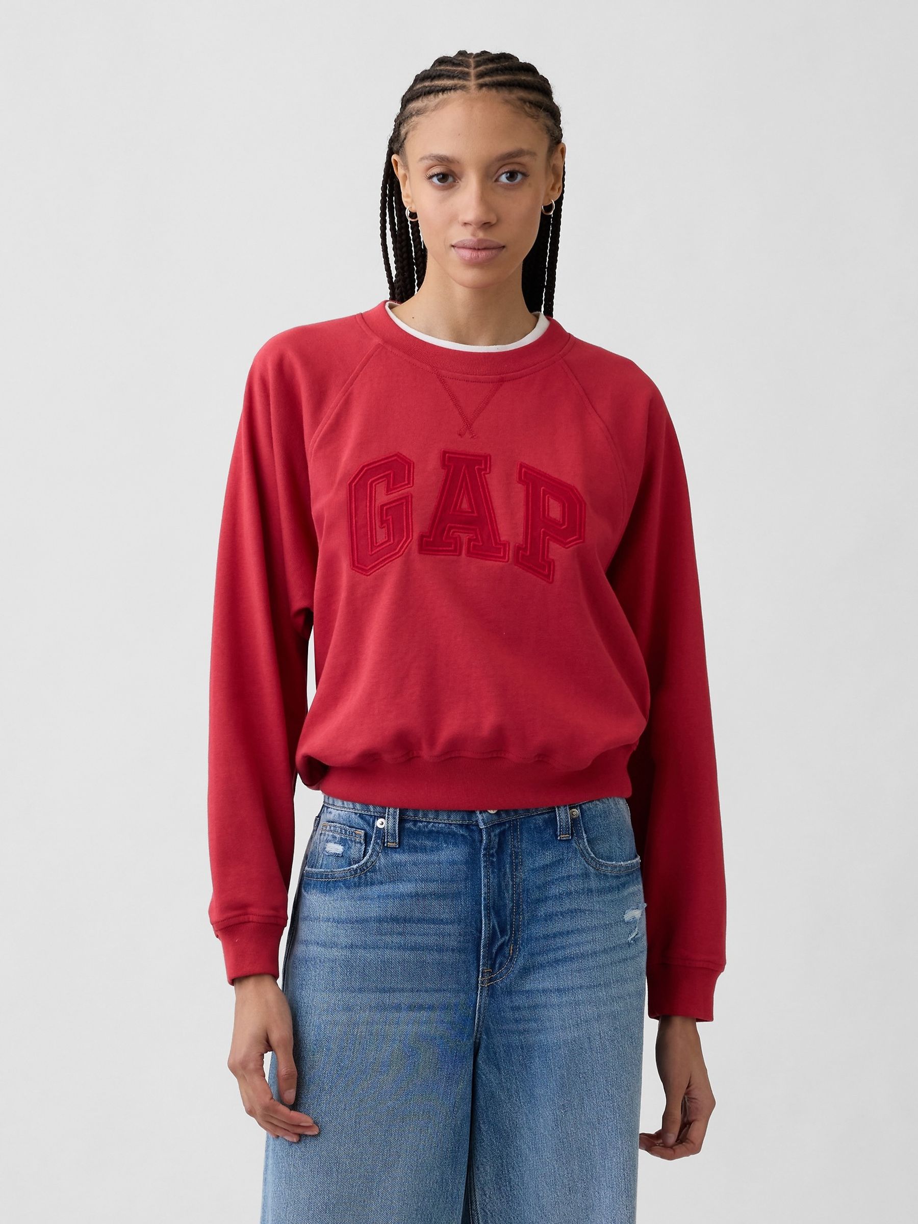 Red French Terry Raglan Logo Sweatshirt - Image 1 of 4