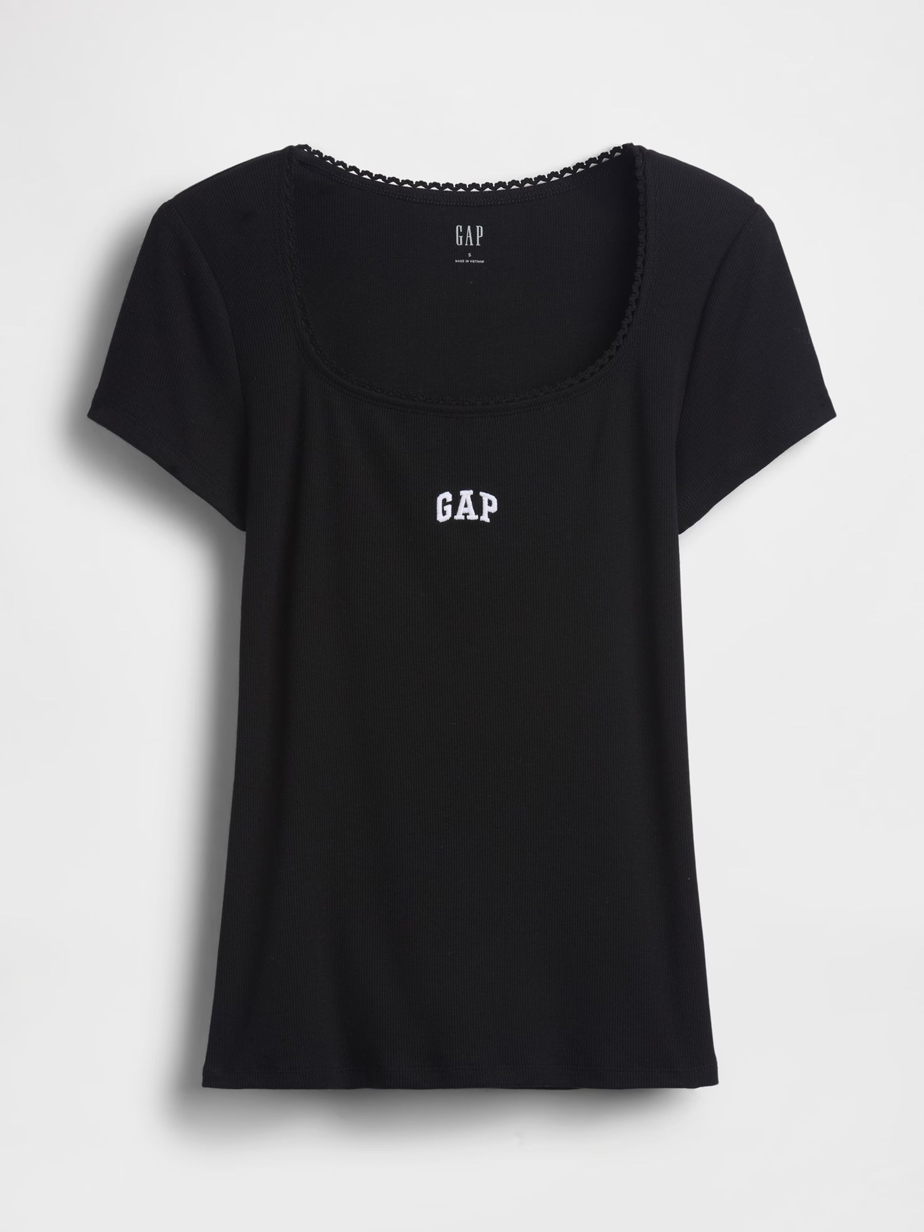 Black Ribbed Logo Scoop neck Top - Image 5 of 5 Black Ribbed Logo Scoop neck Top - Image 5 of 5