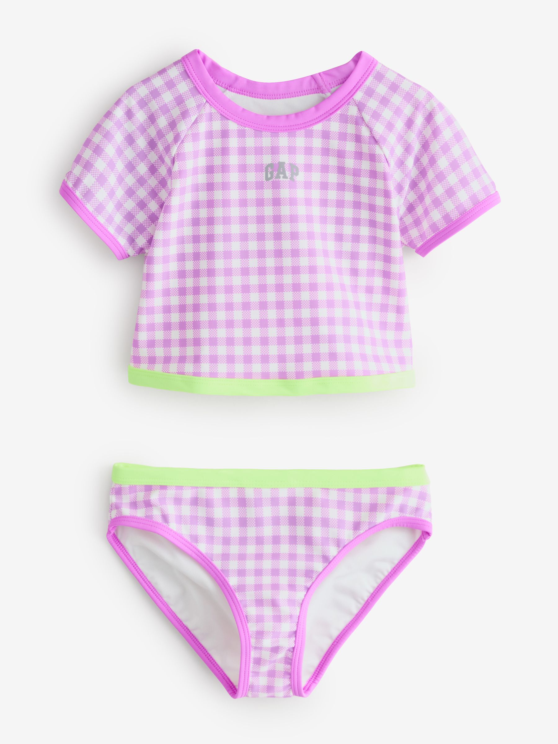 Pink Rash Guard Two-Piece Swimsuit - Image 1 of 4