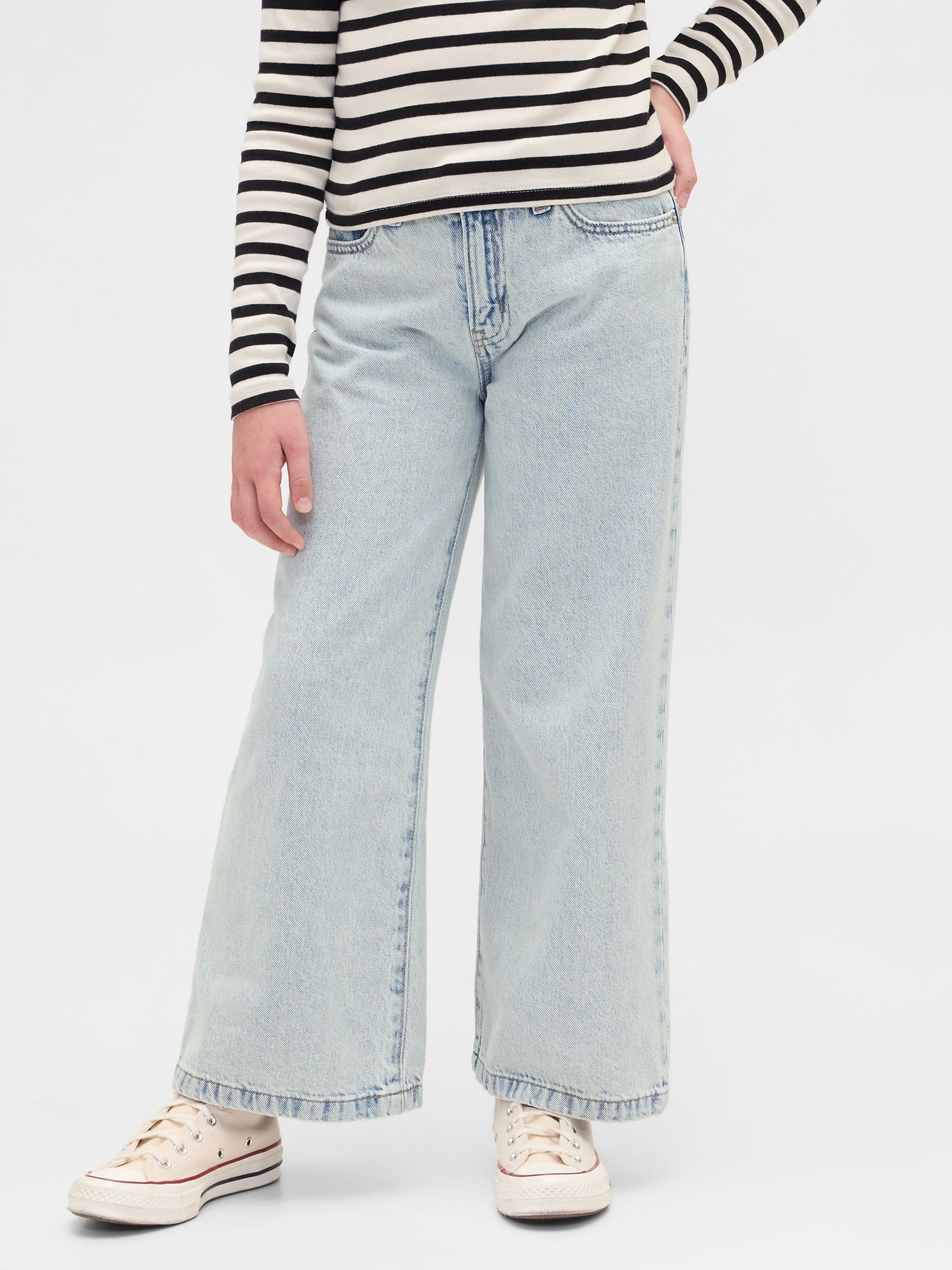Light Wash High Waisted Stride Wide-Leg Ankle Jeans - Image 1 of 4