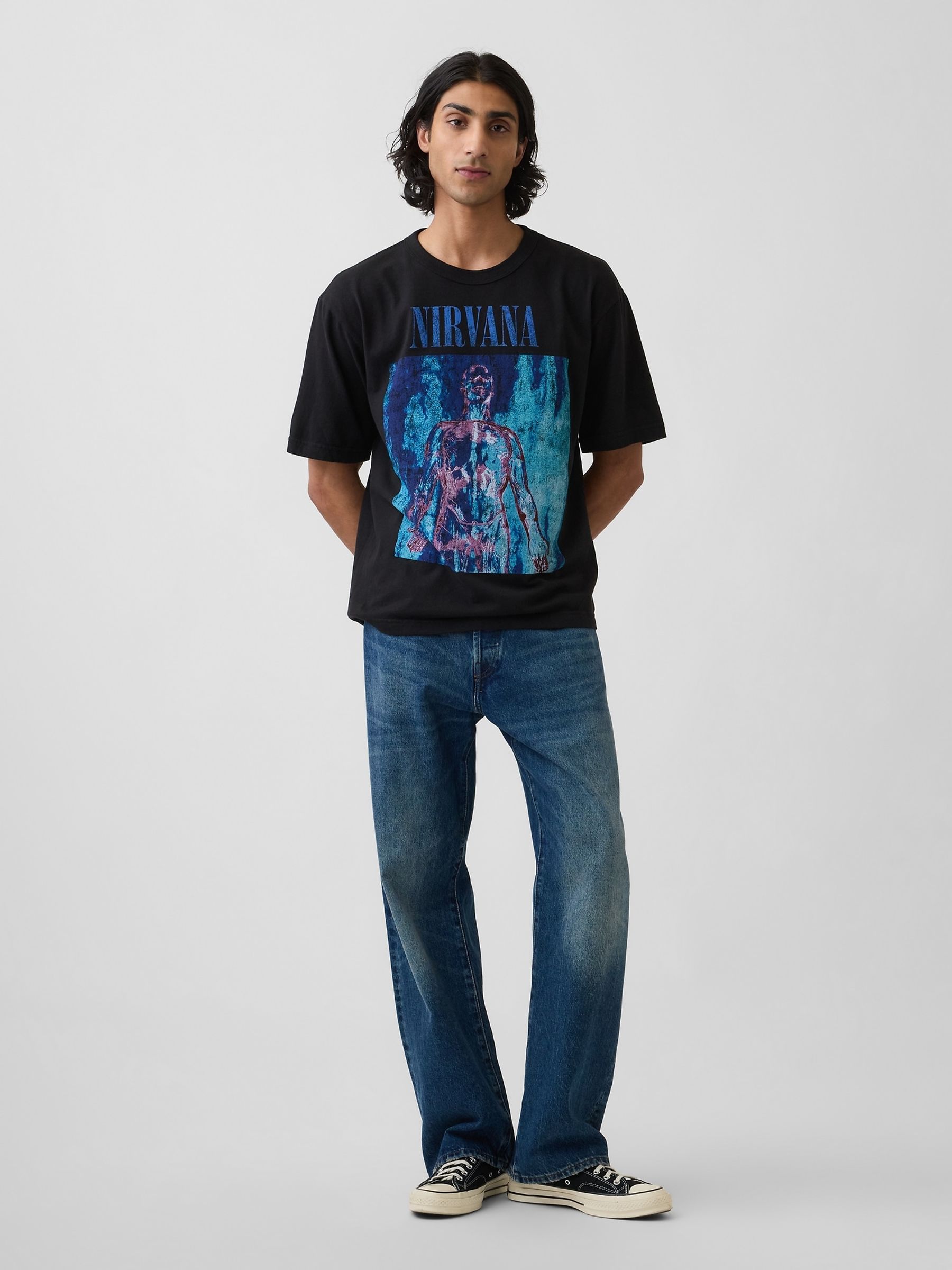 Black Nirvana Relaxed Band Graphic Short Sleeve T-Shirt - Image 3 of 4