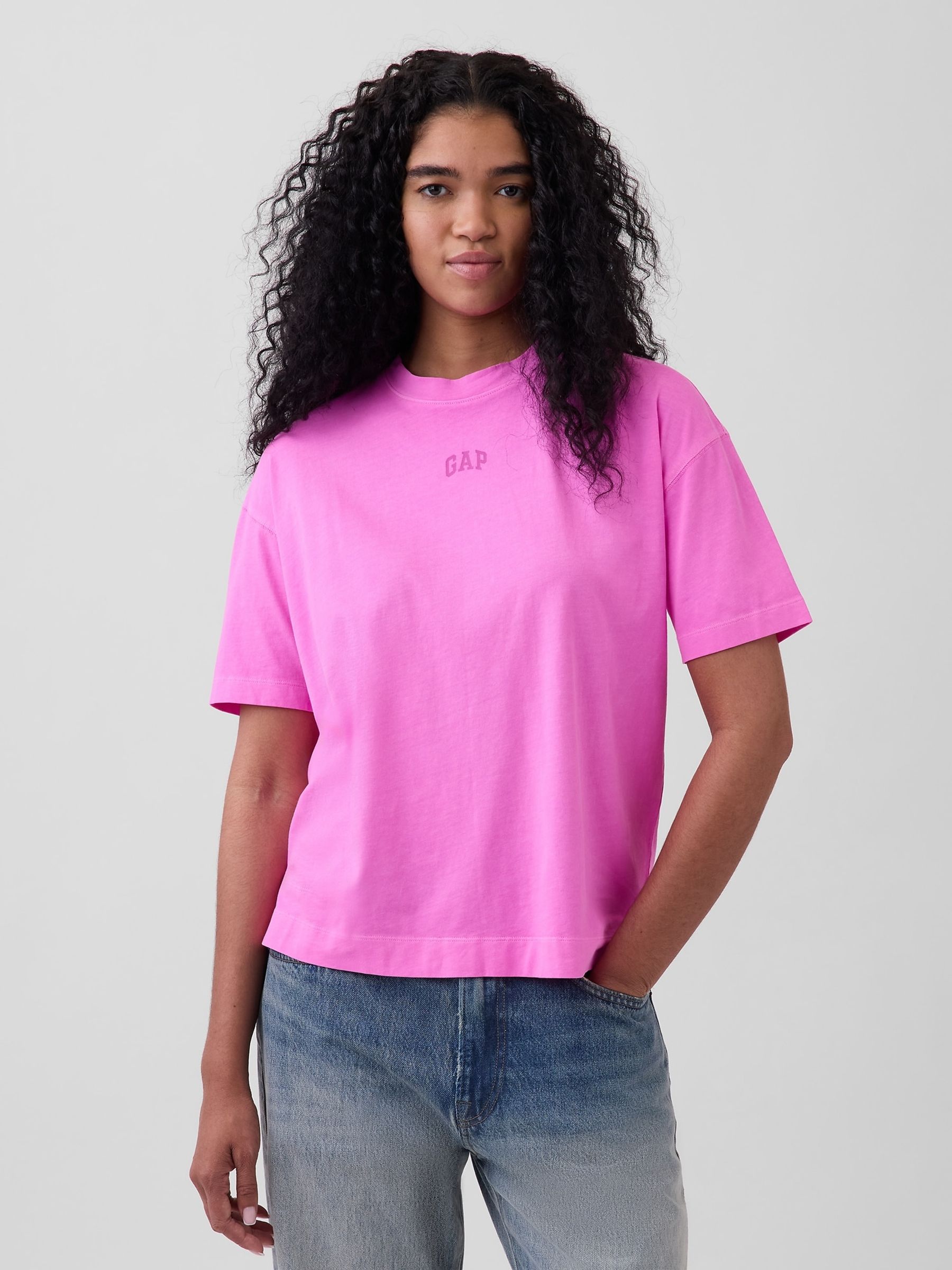 Pink Vintage Soft Athletic Logo Longline T-Shirt - Image 1 of 5 Pink Vintage Soft Athletic Logo Longline T-Shirt - Image 1 of 5