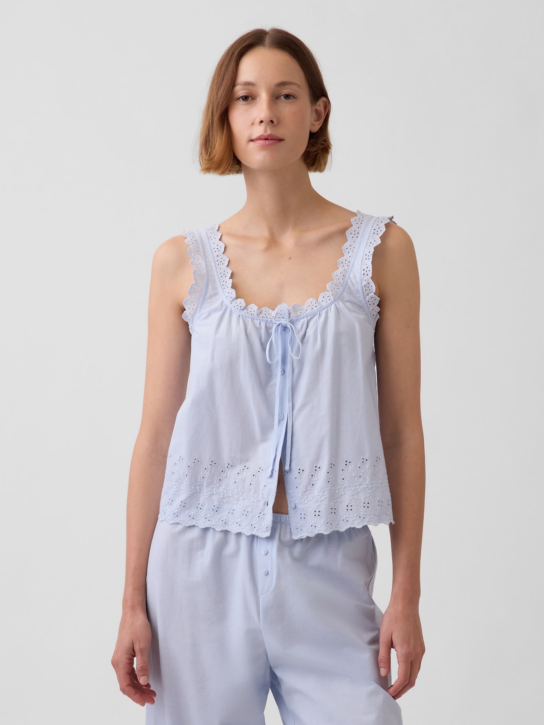 Blue Embroidered Pyjama Vest - Image 1 of 3