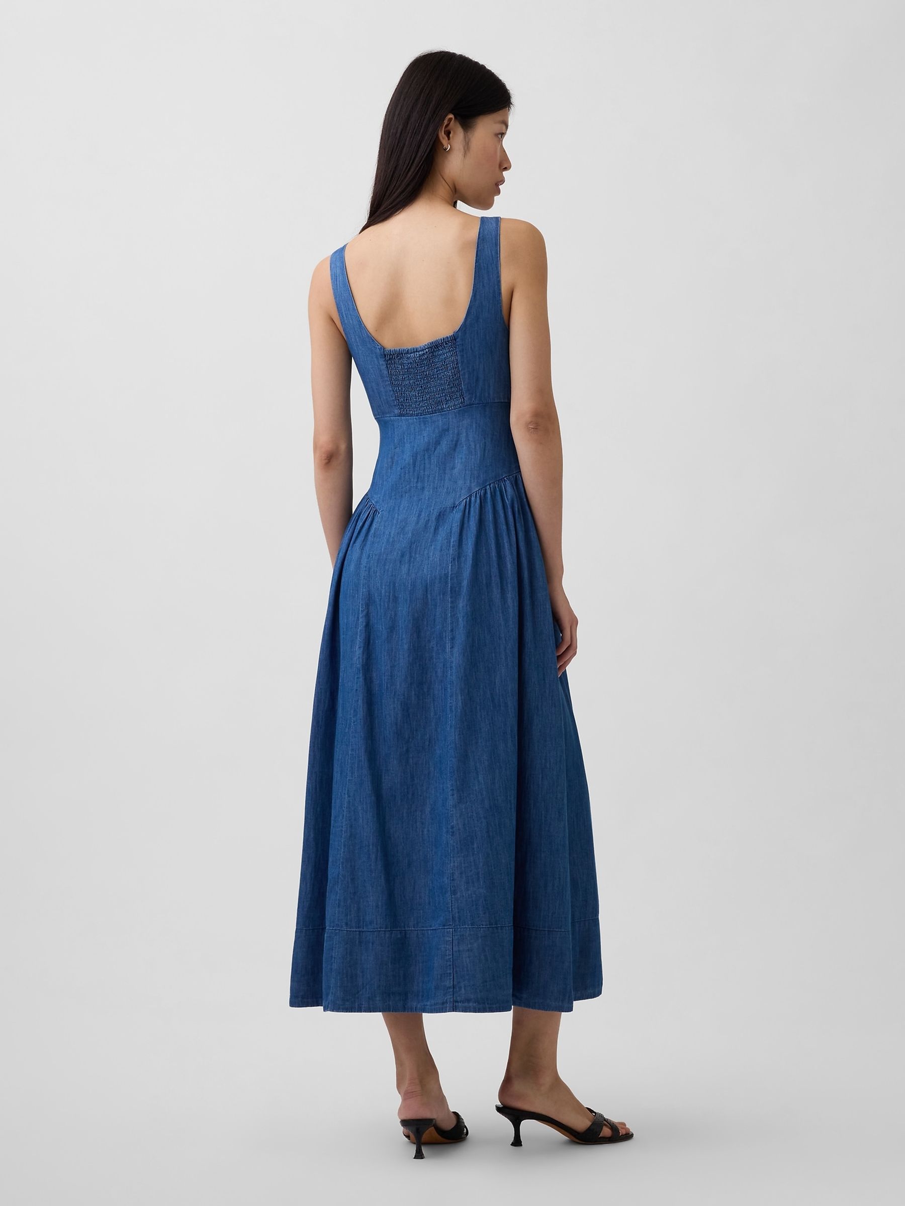 Blue Shirred Maxi Dress - Image 2 of 3