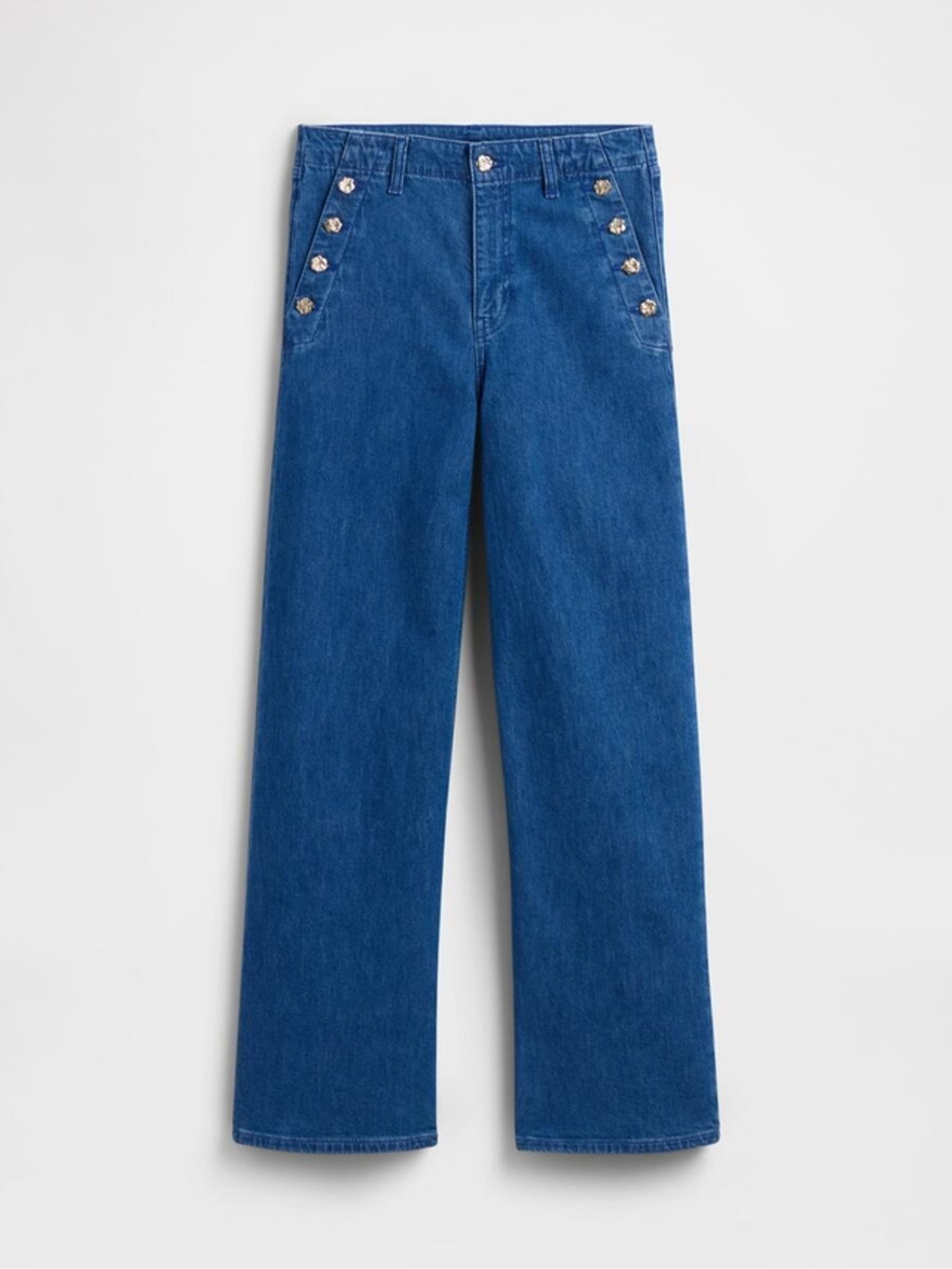 Gap x Harlem's Fashion Row Blue Extra Baggy Floral button Jeans - Image 7 of 8