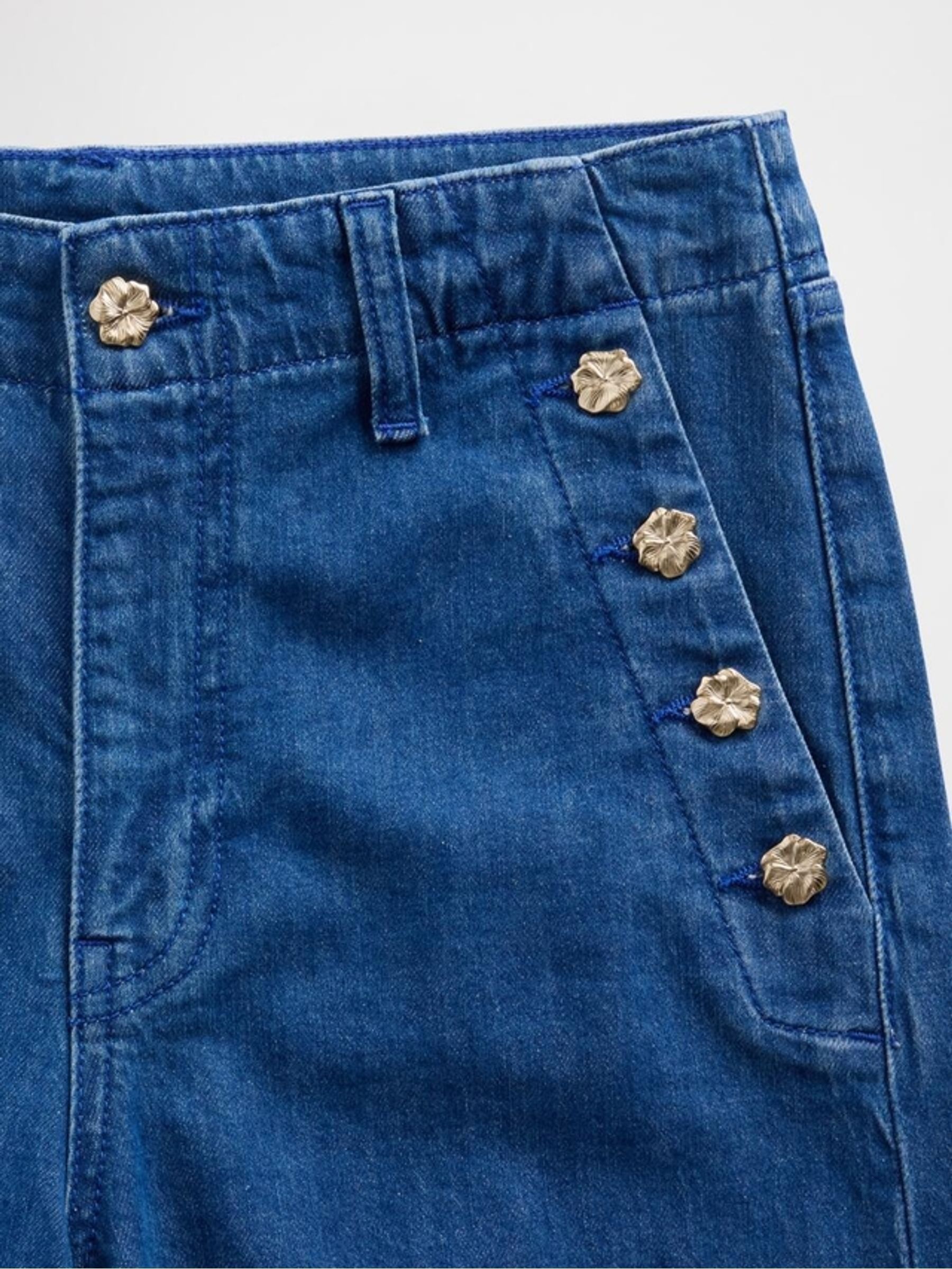 Gap x Harlem's Fashion Row Blue Extra Baggy Floral button Jeans - Image 8 of 8