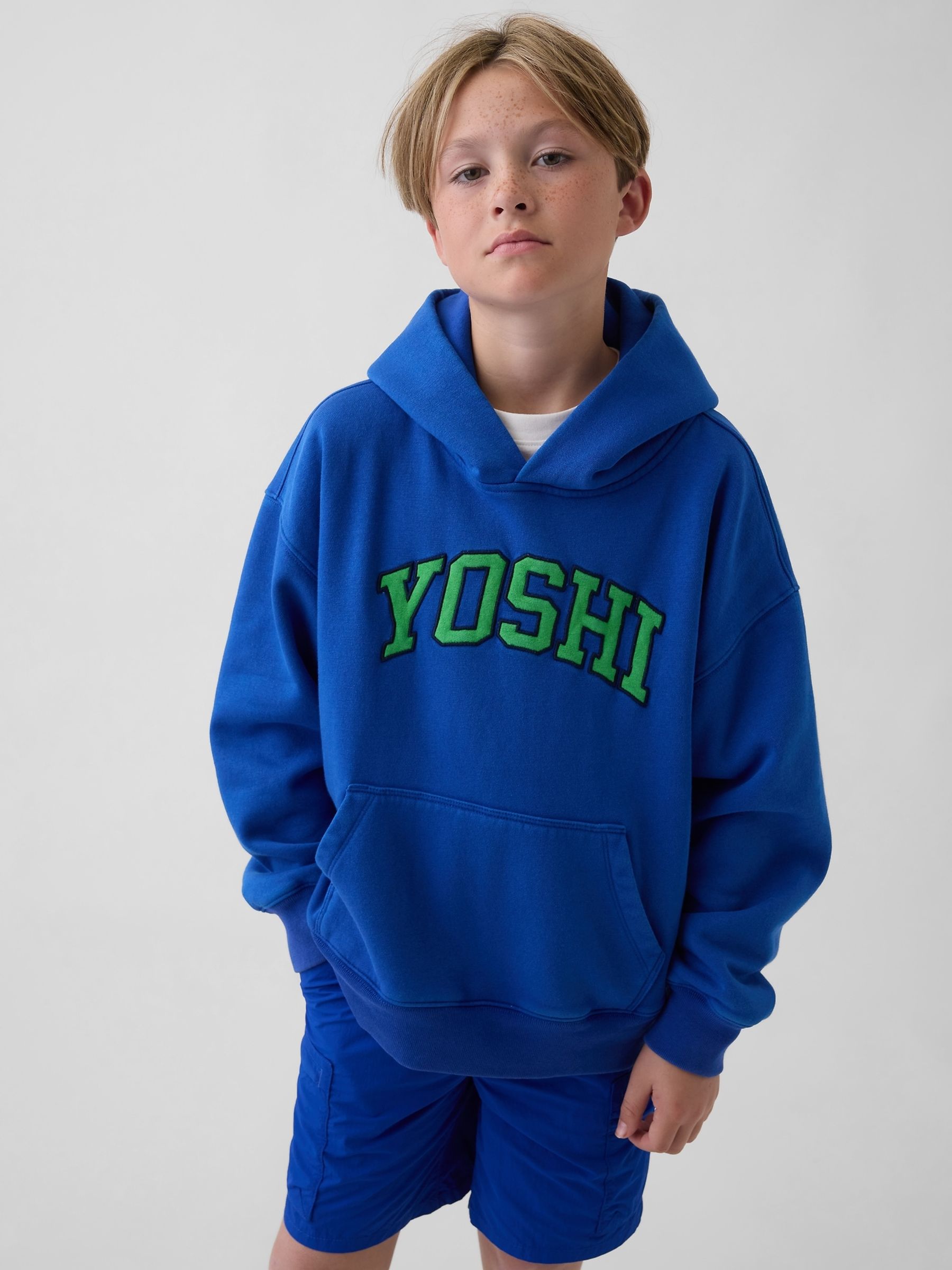 Blue Yoshi Super Mario VintageSoft Relaxed Hoodie - Image 1 of 5