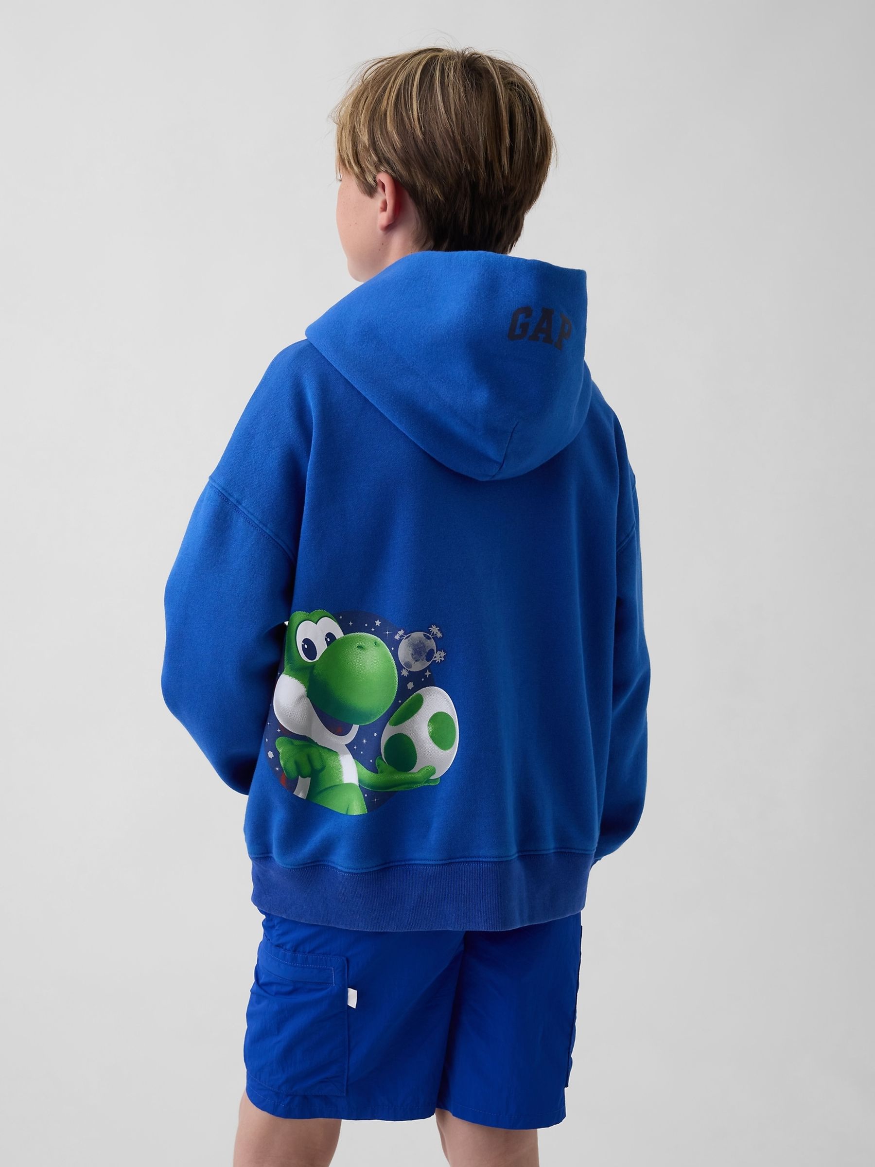 Blue Yoshi Super Mario VintageSoft Relaxed Hoodie - Image 2 of 5