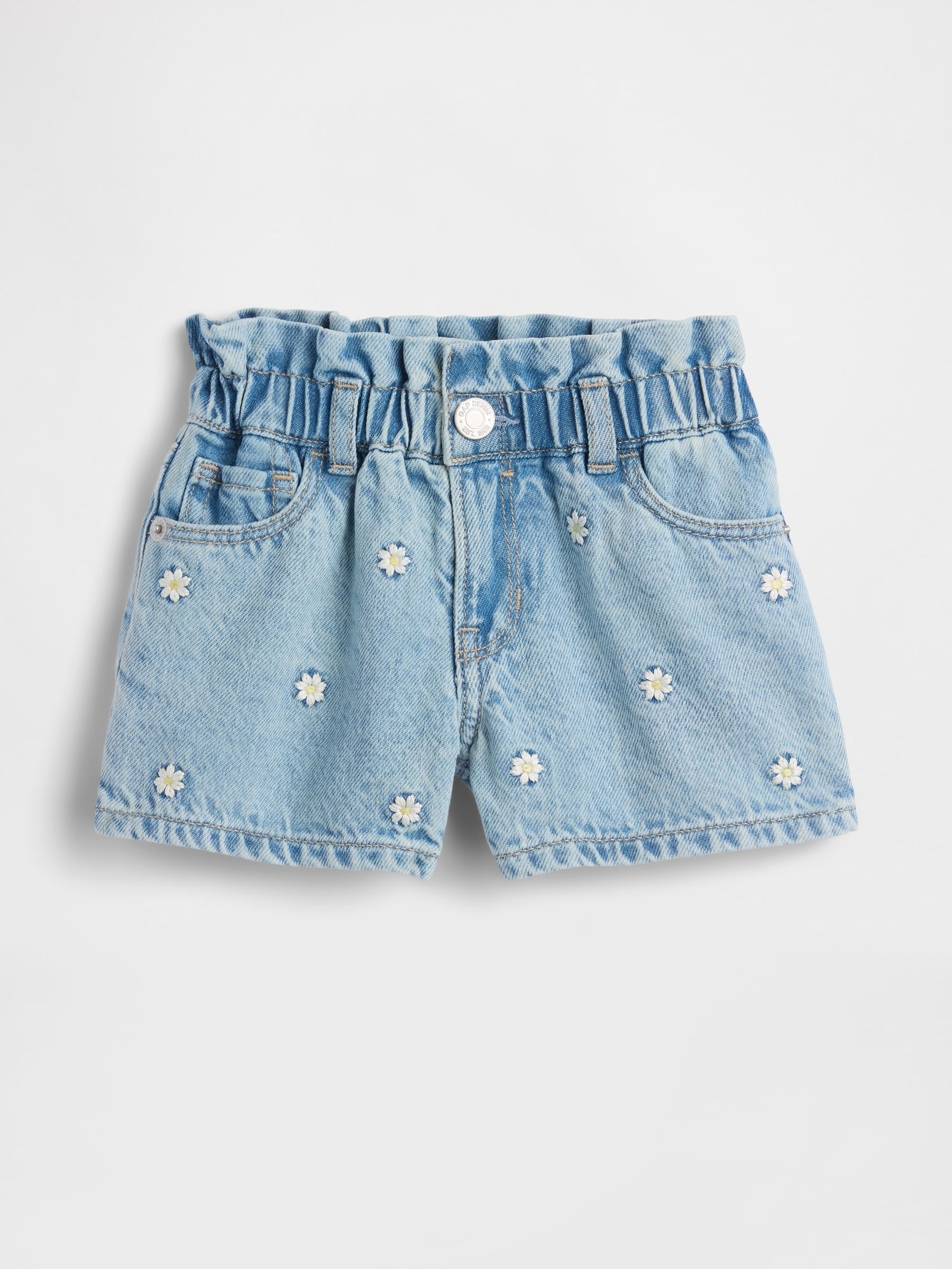 Blue Embroidered Denim Stride Shorts - Image 2 of 4