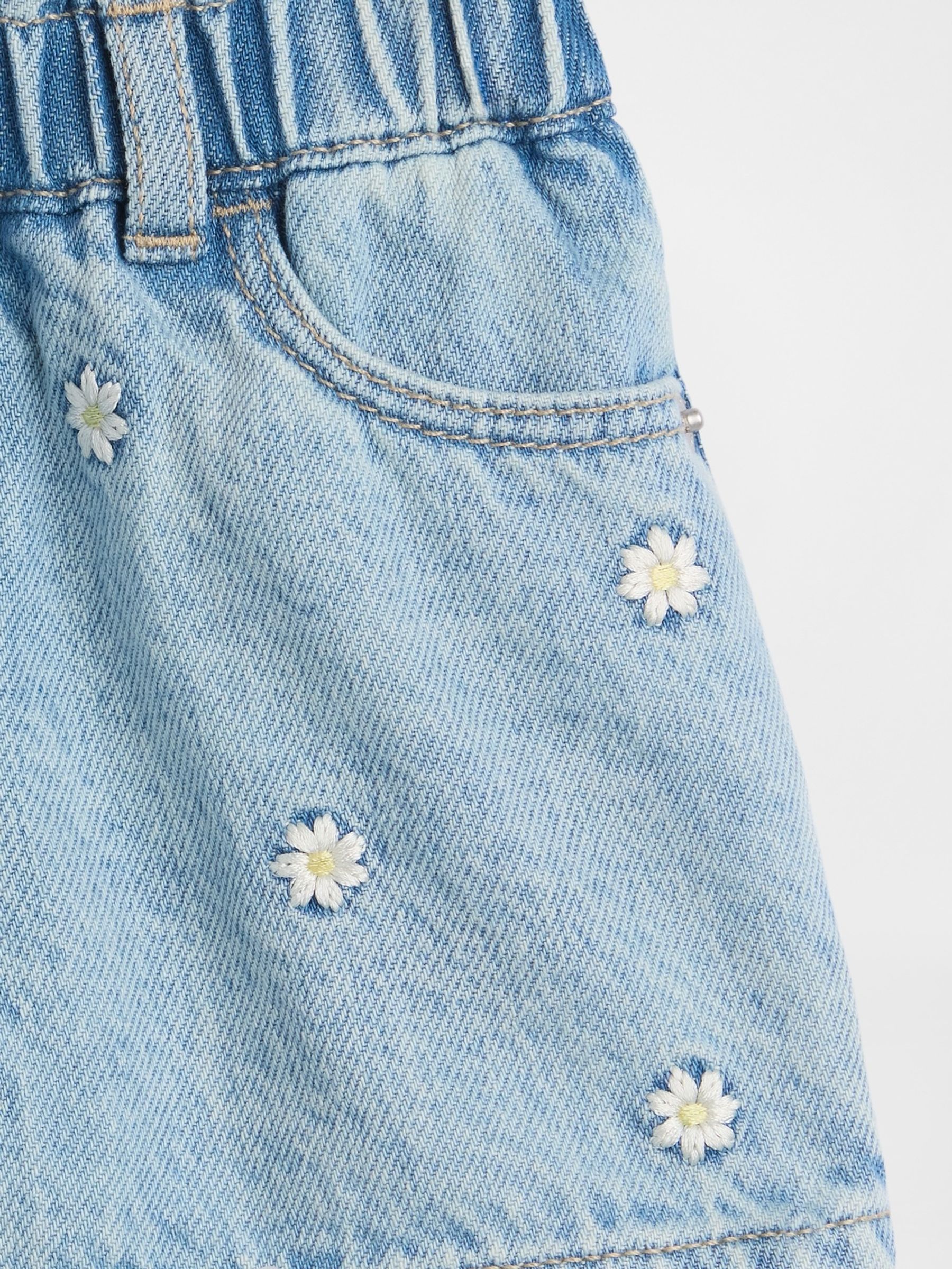 Blue Embroidered Denim Stride Shorts - Image 4 of 4