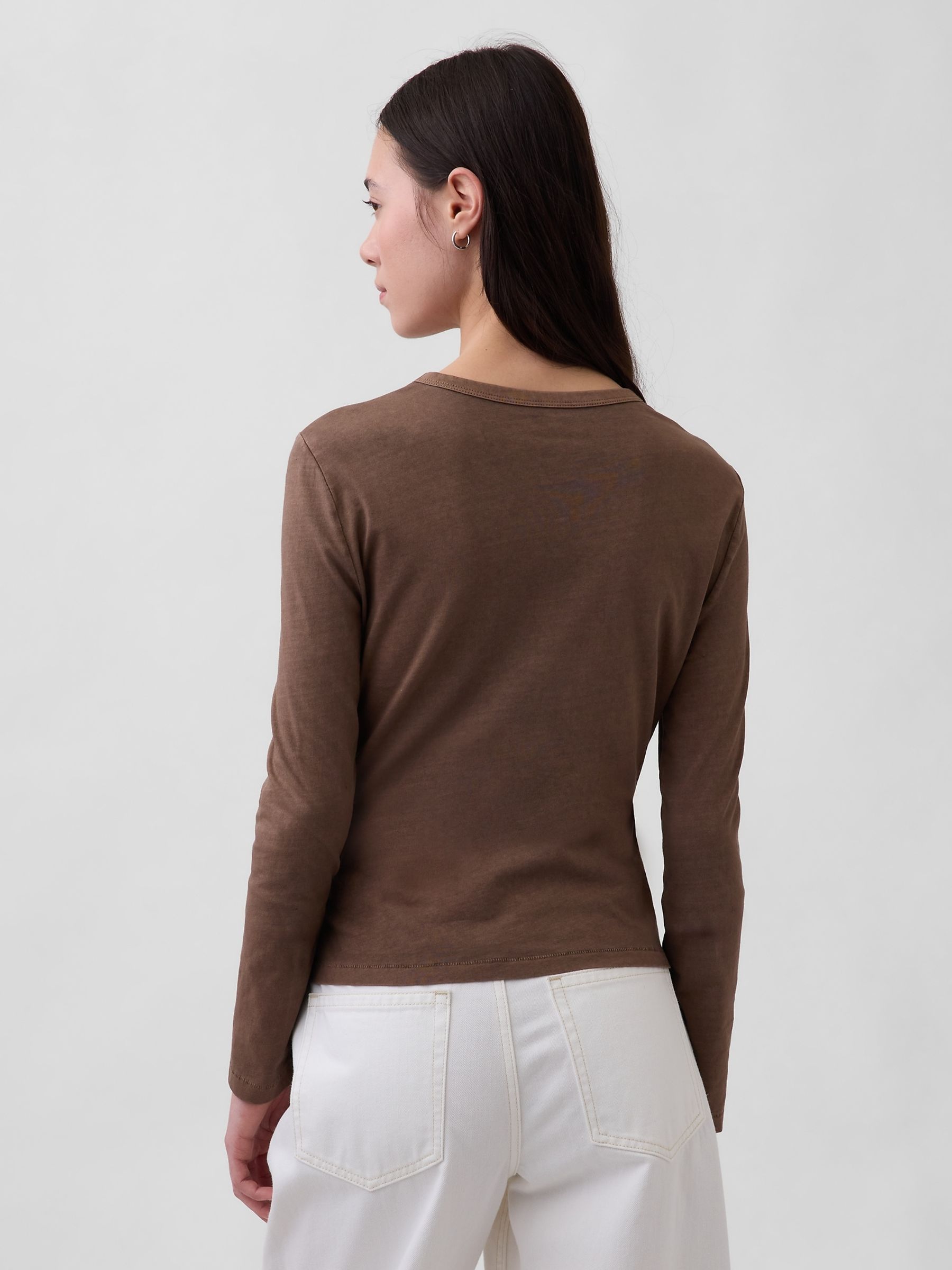 Brown Cotton Vintage Soft Long Sleeve T-Shirt - Image 2 of 3