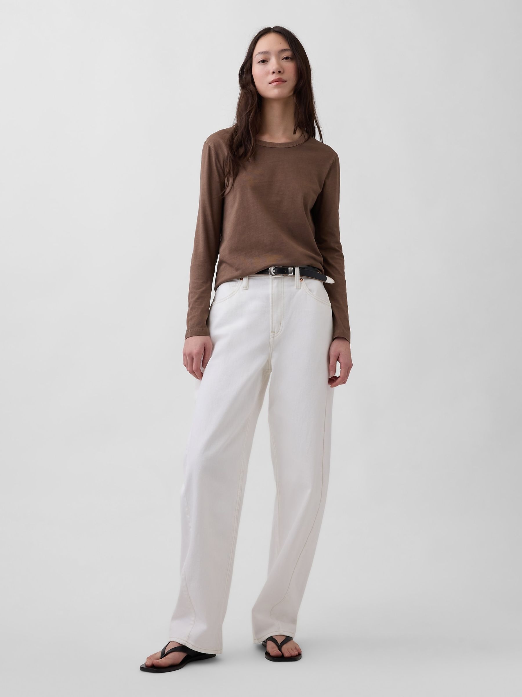 Brown Cotton Vintage Soft Long Sleeve T-Shirt - Image 3 of 3