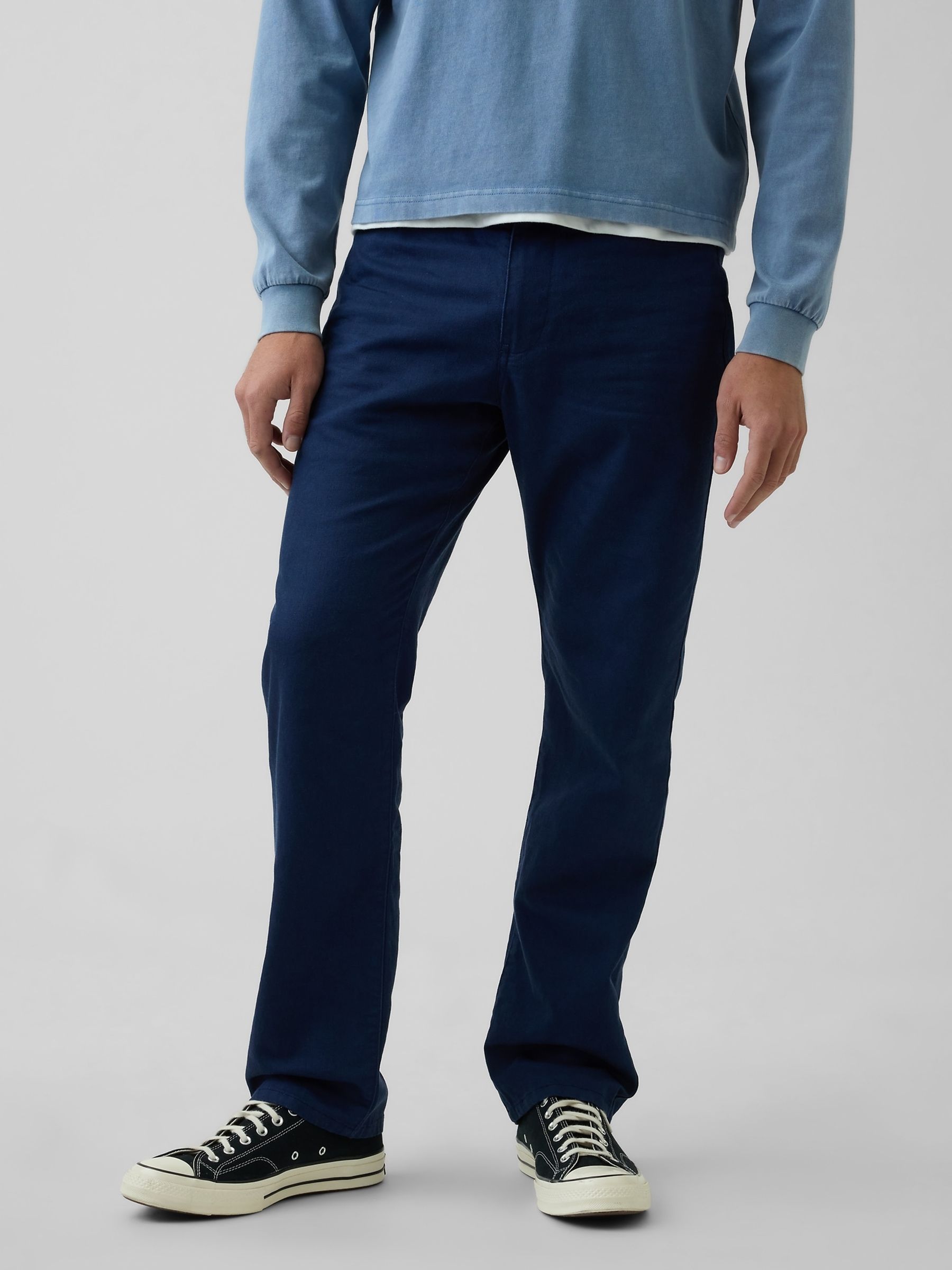 Blue Linen-Cotton Relaxed Straight Trousers - Image 1 of 5