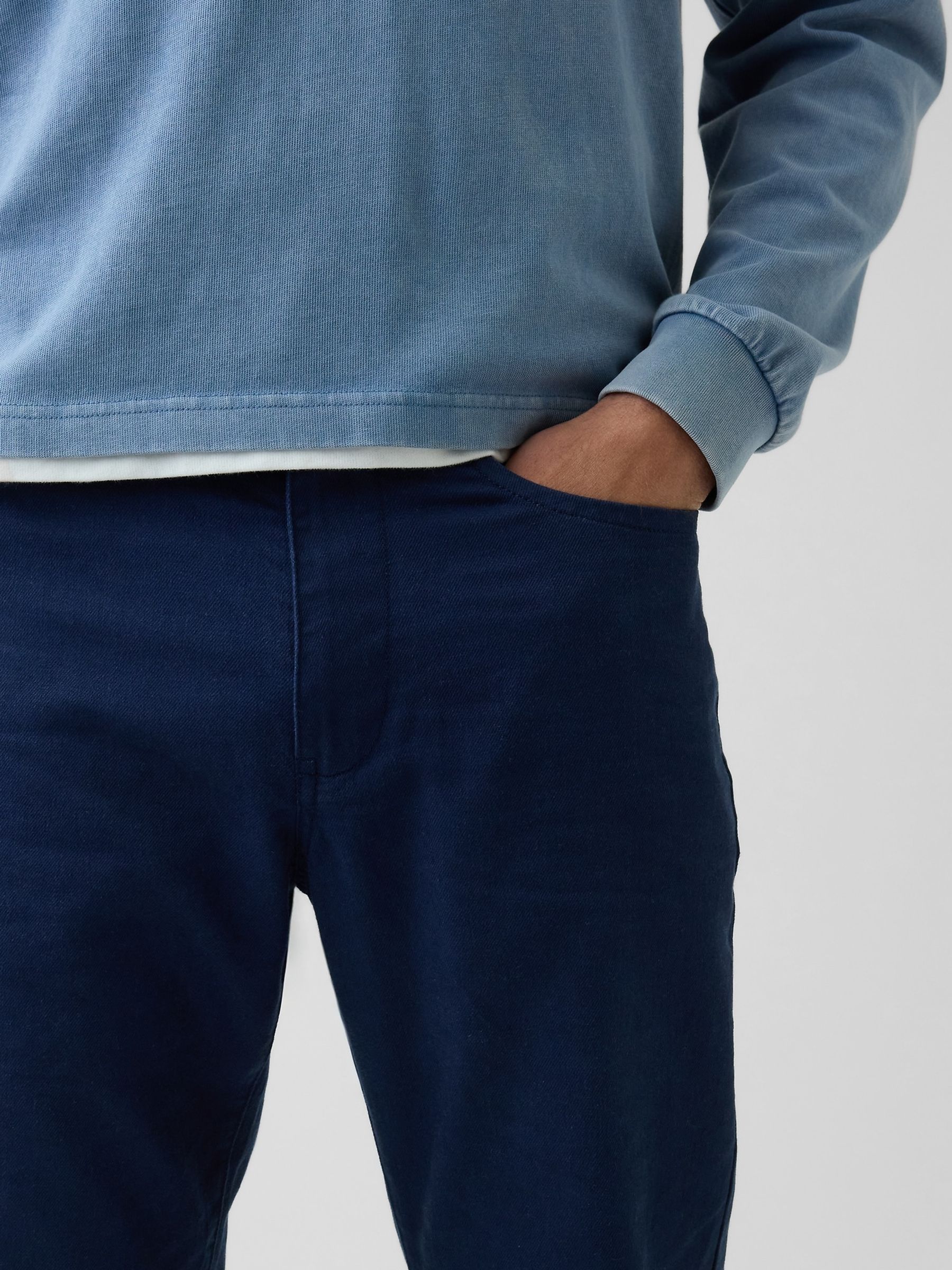 Blue Linen-Cotton Relaxed Straight Trousers - Image 4 of 5