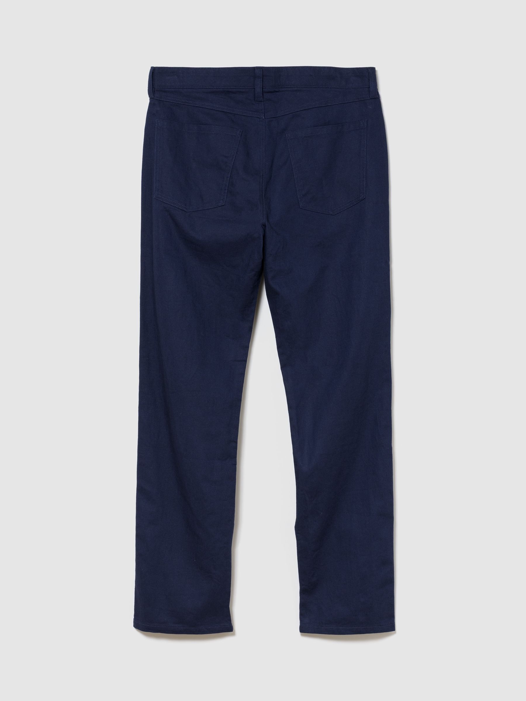 Blue Linen-Cotton Relaxed Straight Trousers - Image 5 of 5