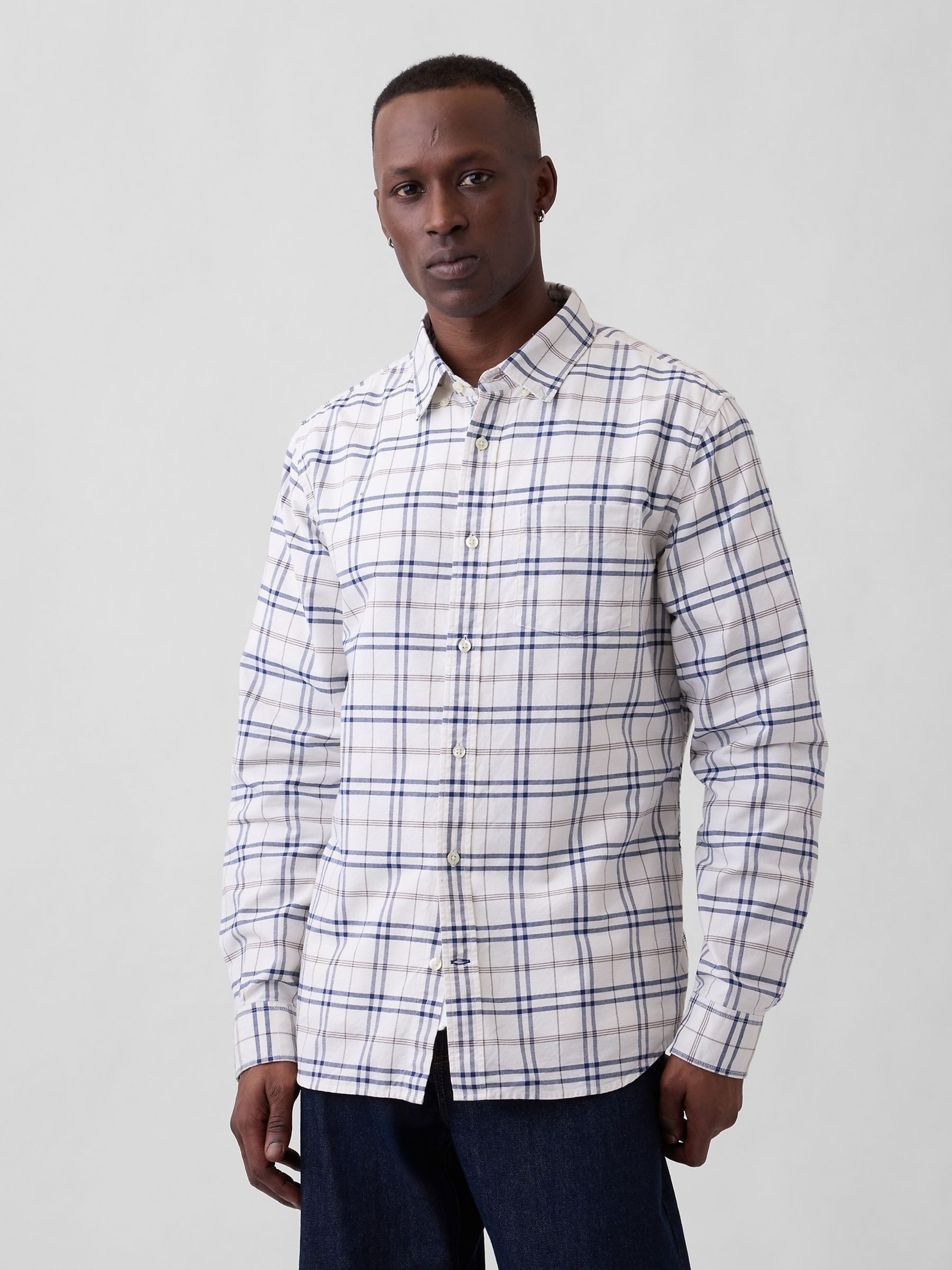 White/Blue Check Oxford Shirt - Image 1 of 5