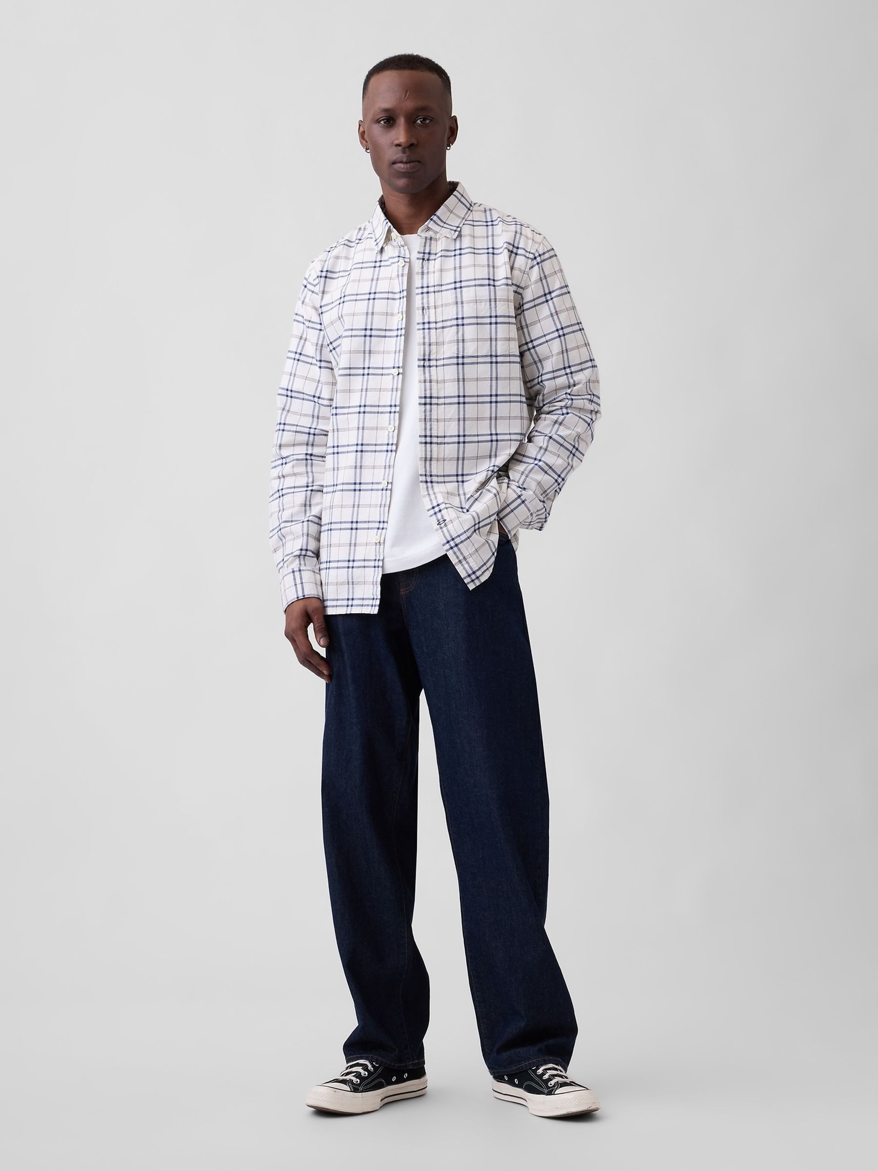 White/Blue Check Oxford Shirt - Image 3 of 5