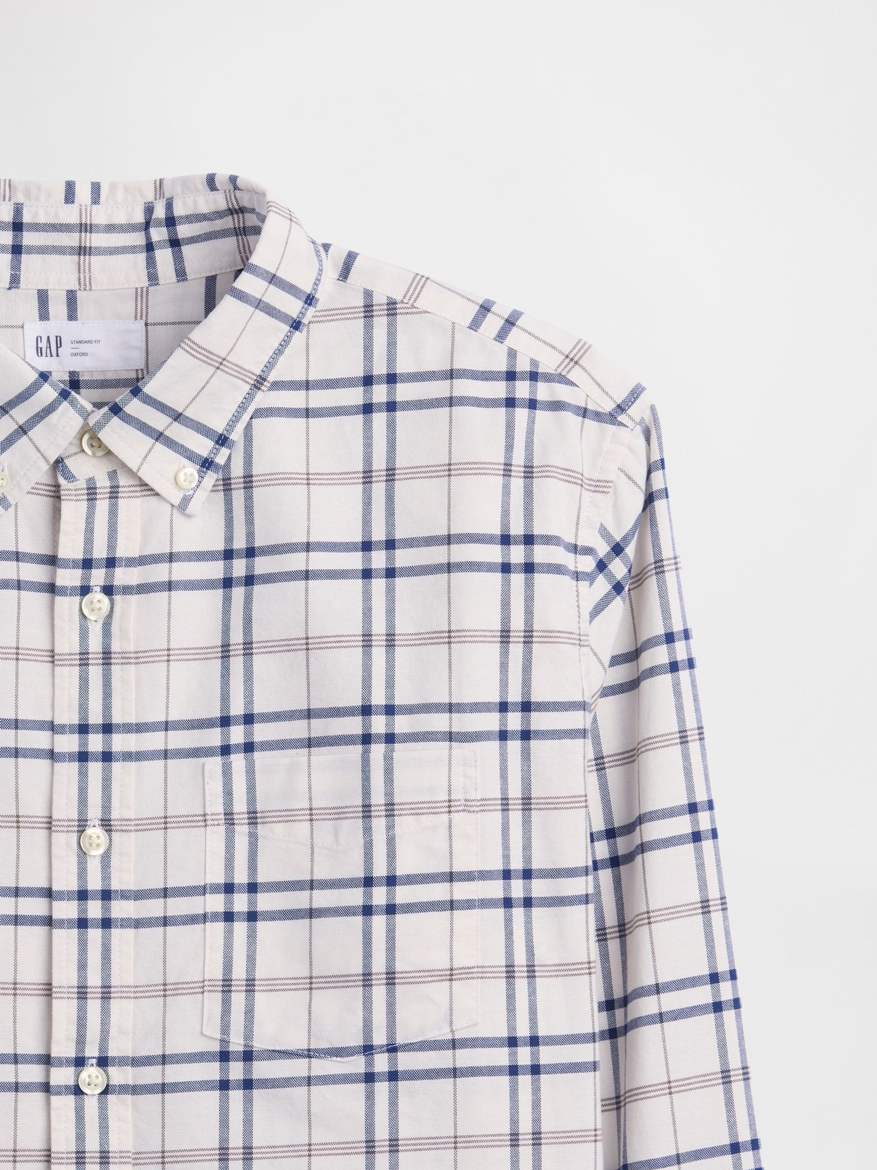White/Blue Check Oxford Shirt - Image 5 of 5 White/Blue Check Oxford Shirt - Image 5 of 5