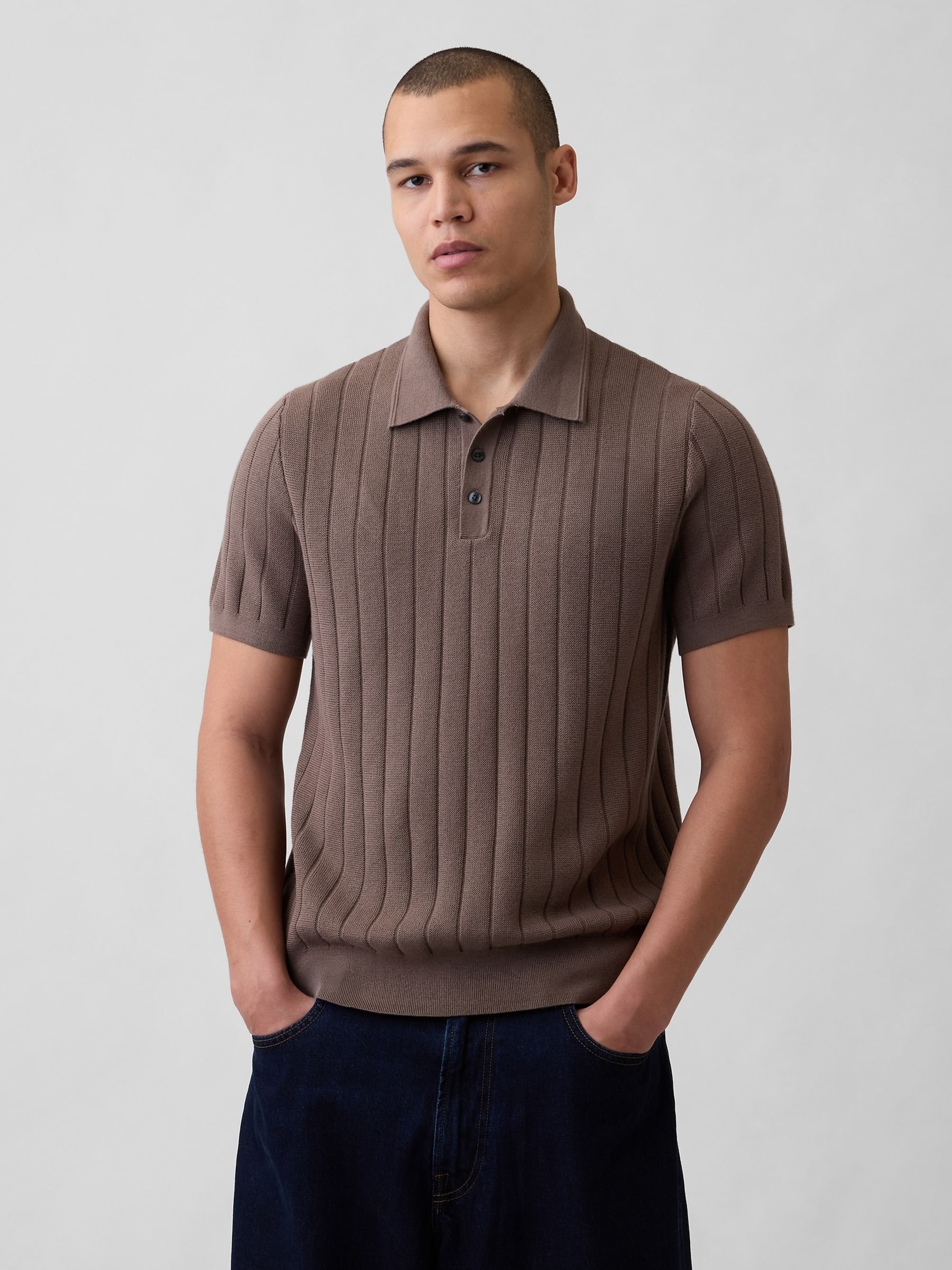 Brown Classic Polo Jumper - Image 1 of 4 Brown Classic Polo Jumper - Image 1 of 4