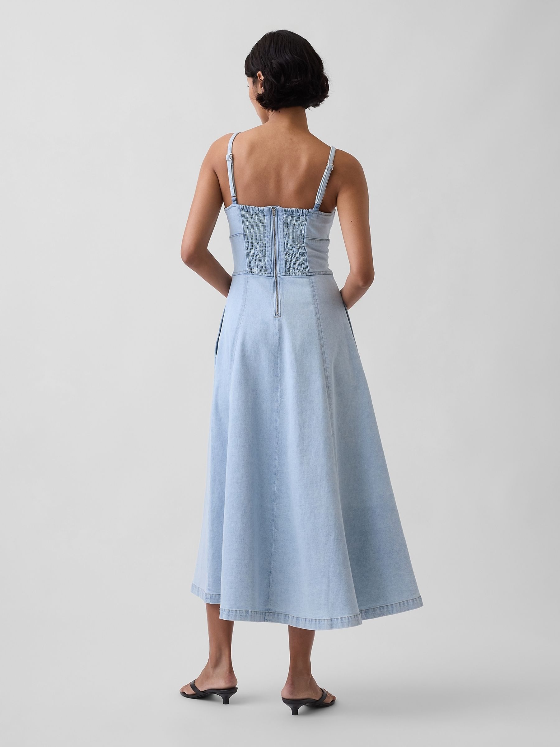 Blue Denim Seamed Corset Maxi Dress - Image 2 of 4 Blue Denim Seamed Corset Maxi Dress - Image 2 of 4