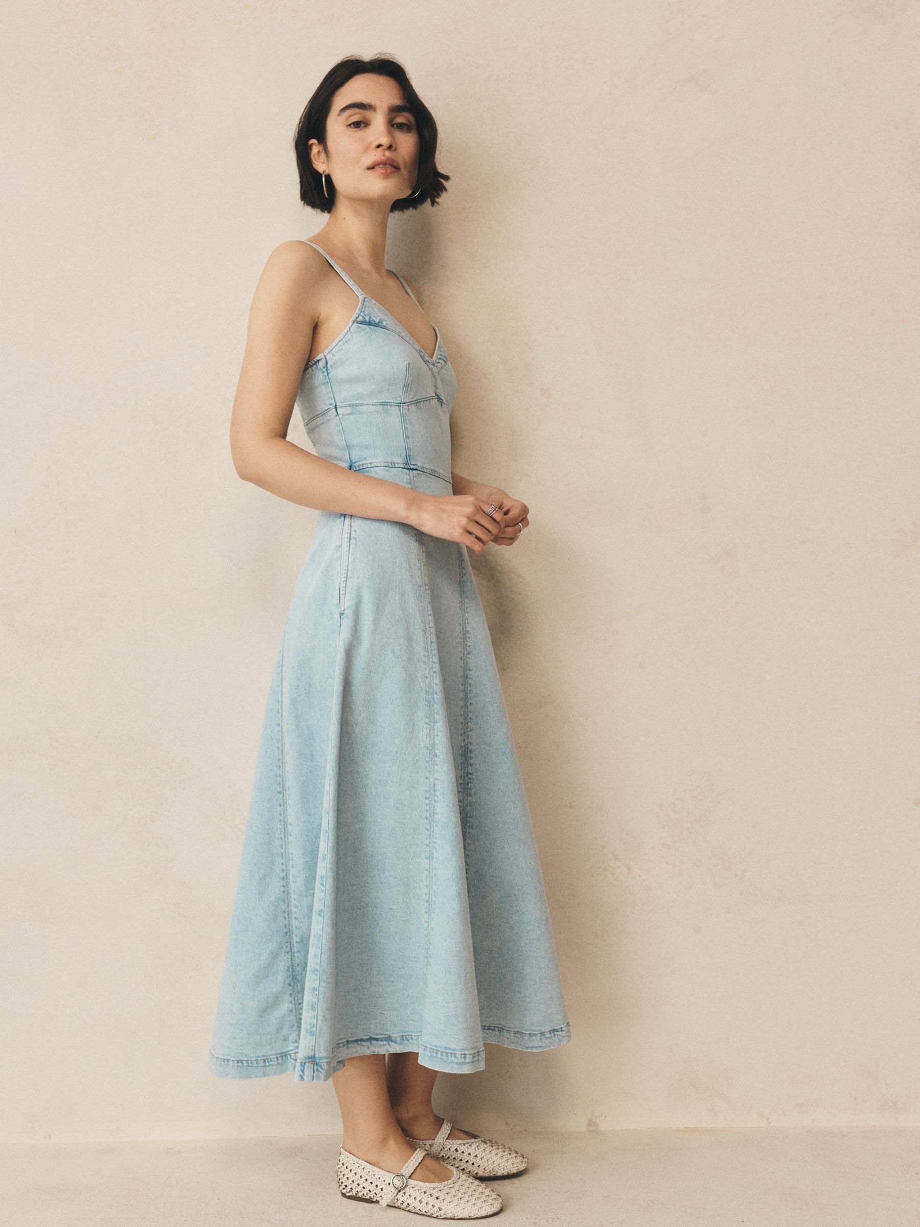 Blue Denim Seamed Corset Maxi Dress - Image 5 of 5