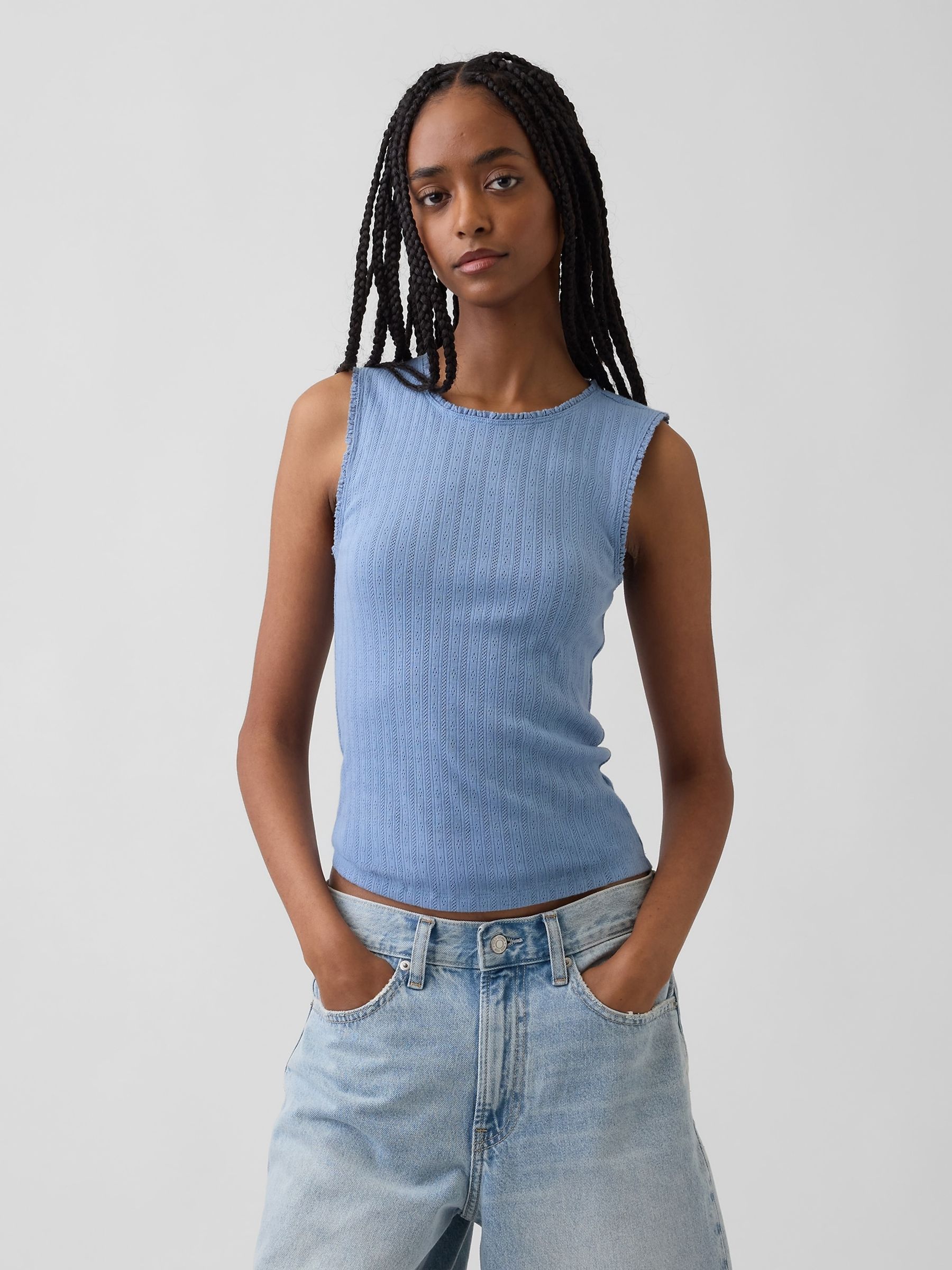 Blue Pointelle Shell Vest - Image 1 of 4