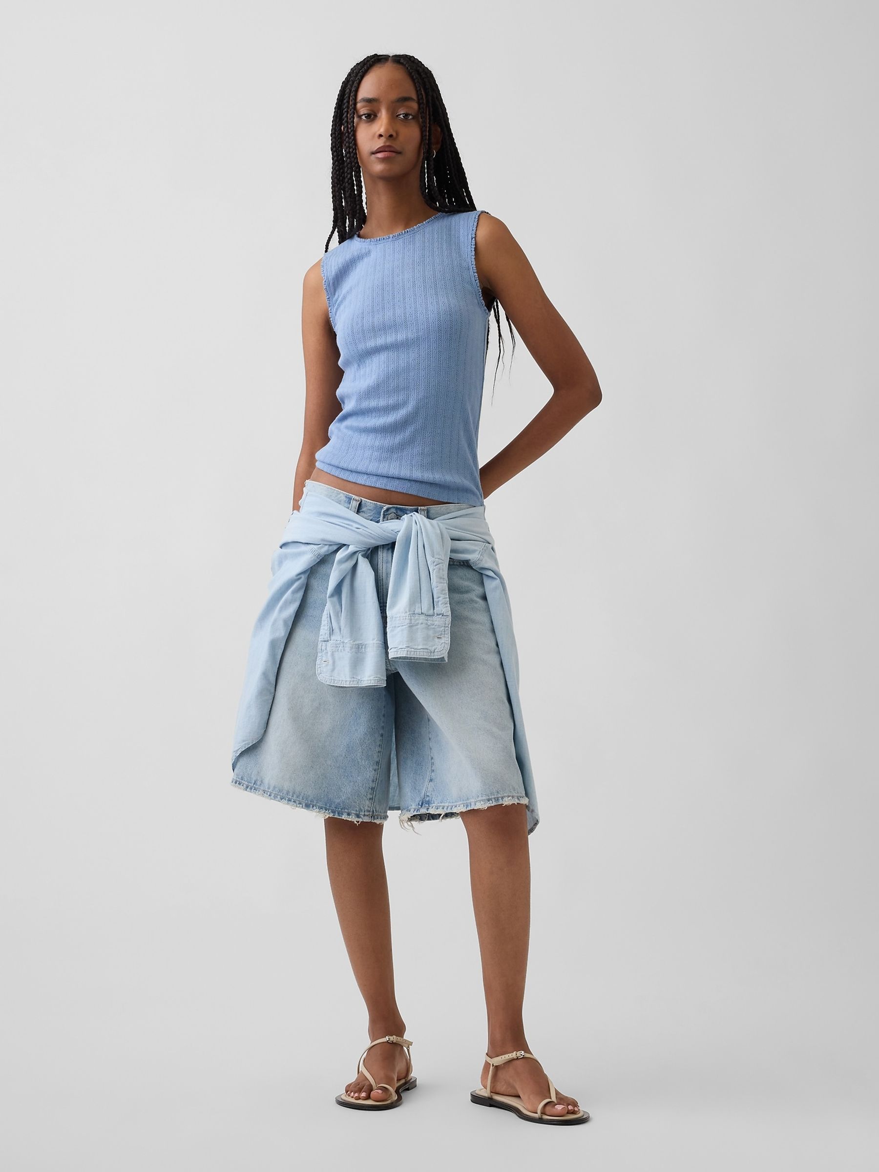 Blue Pointelle Shell Vest - Image 3 of 4